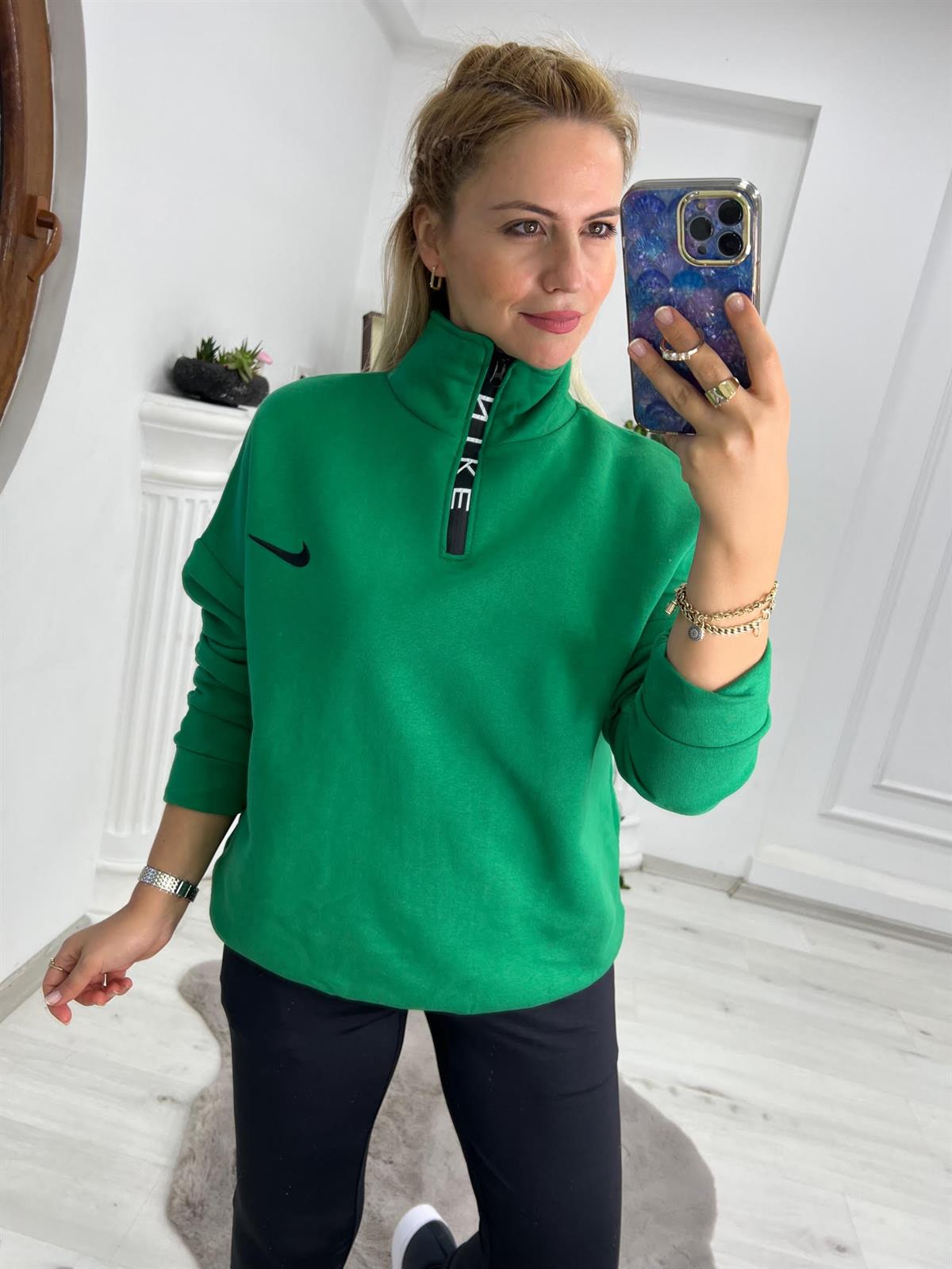 01 Yarım Fermuar Sweat YEŞİL