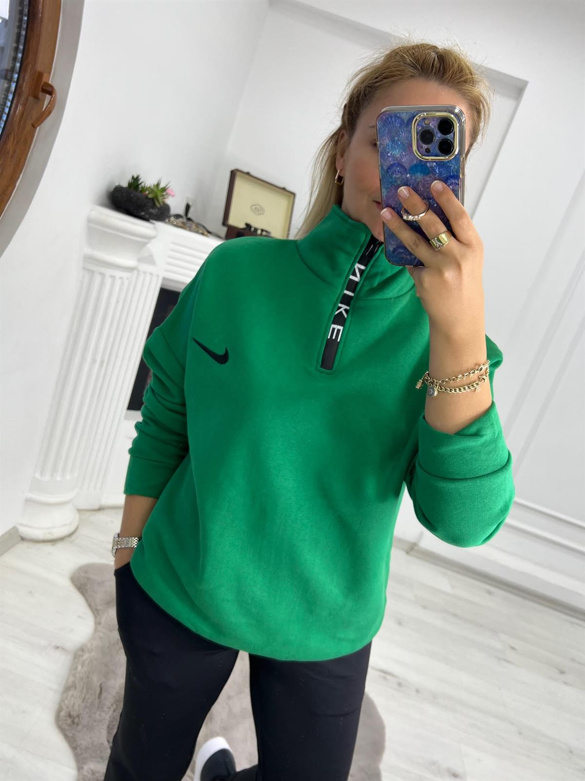 01 Yarım Fermuar Sweat YEŞİL