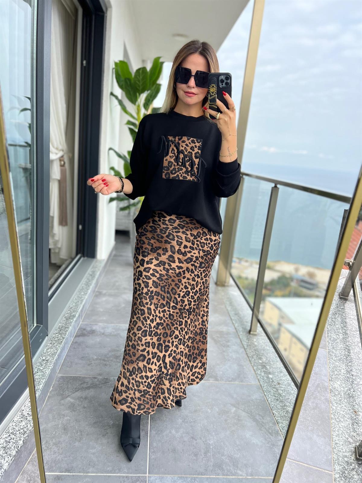 0114 Leopar Etaklı Takım KAHVE