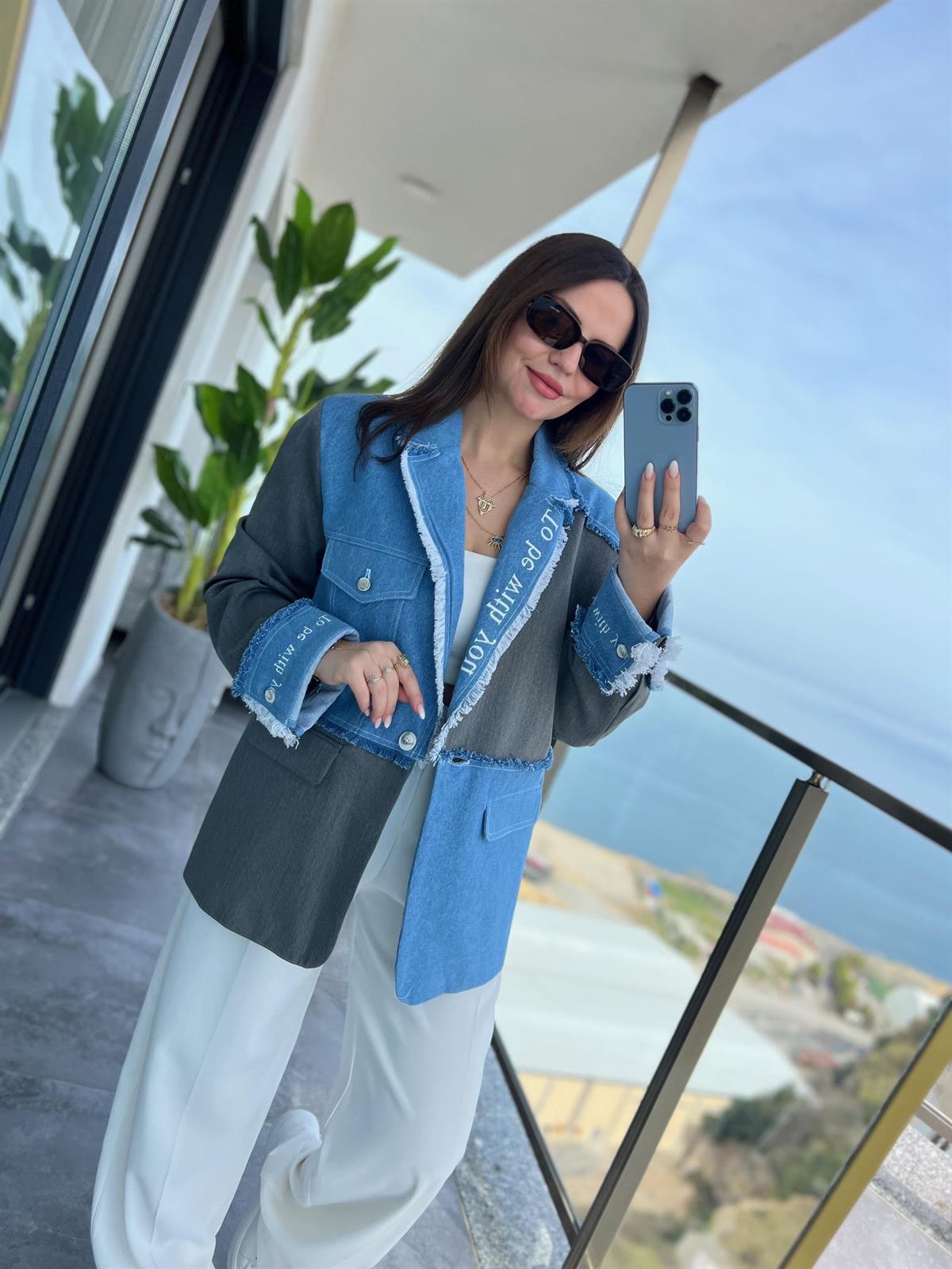 0145 Tasarım Ceket GRİ