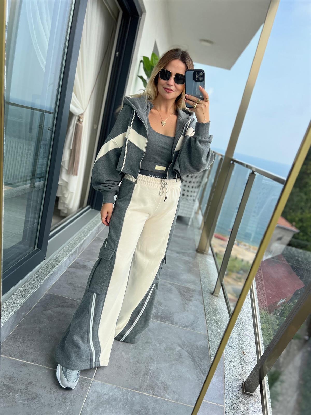 017 Fermuarlı Sweat Tasarım Takım ANTRESİT