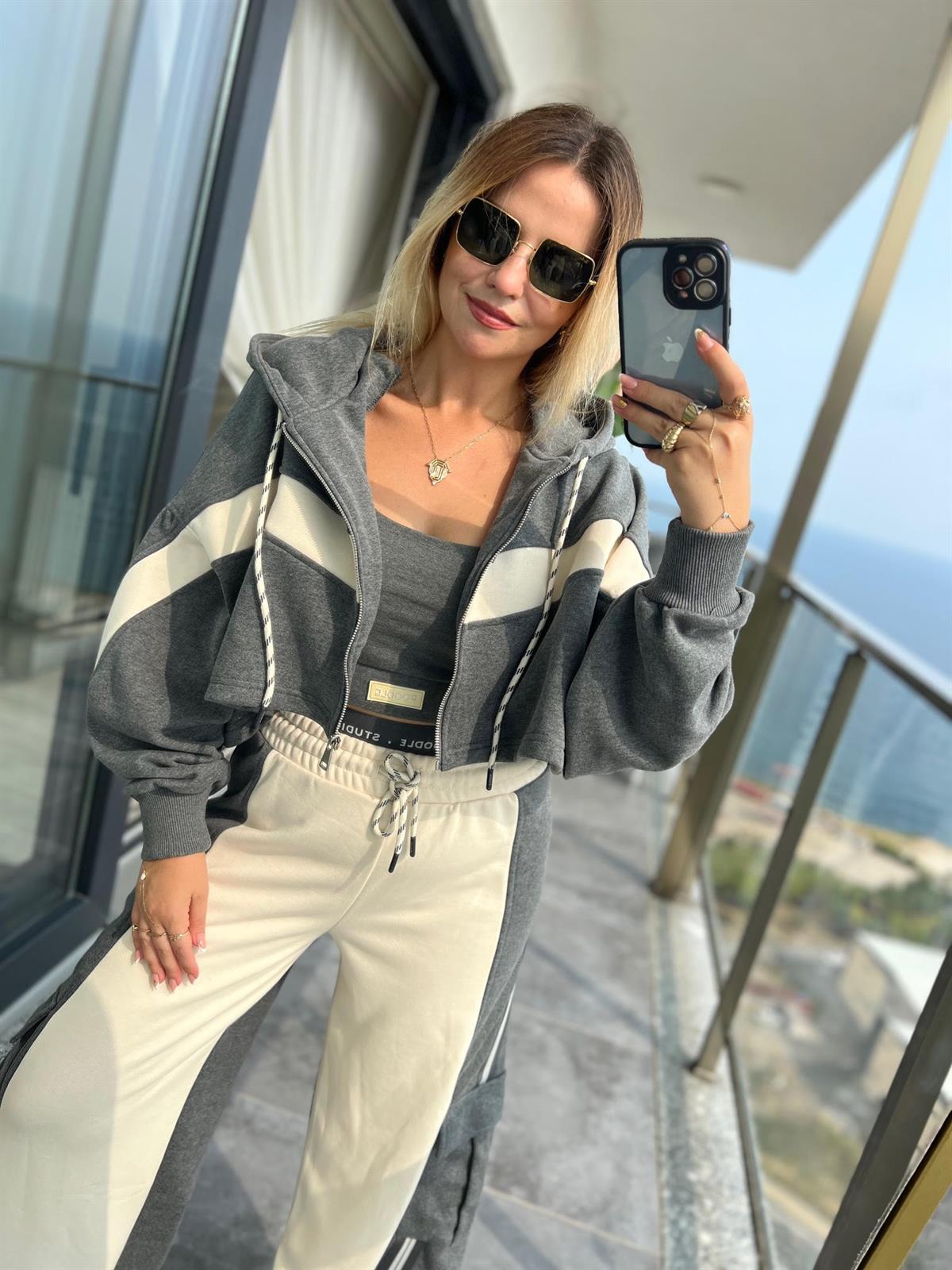 017 Fermuarlı Sweat Tasarım Takım ANTRESİT
