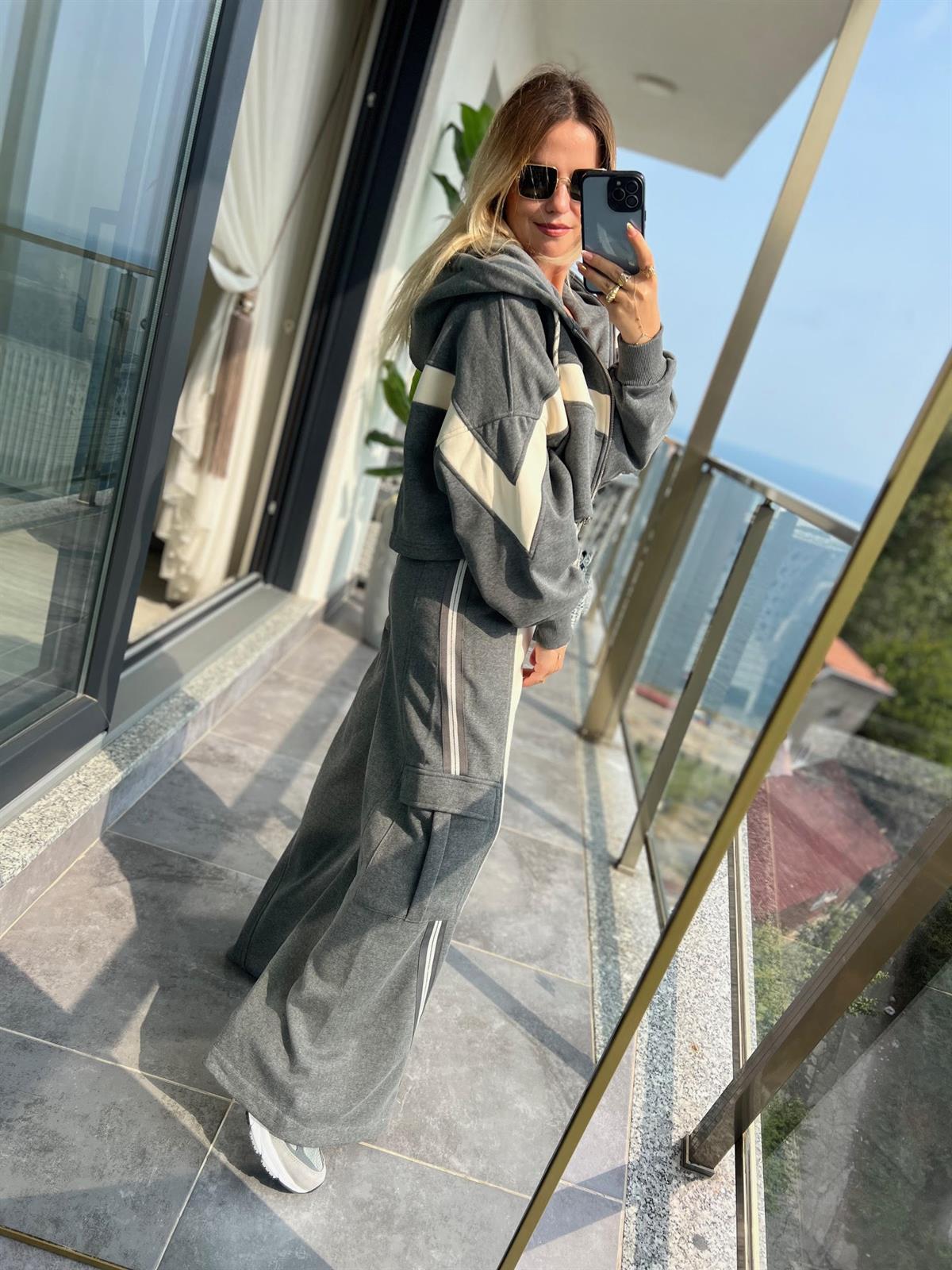 017 Fermuarlı Sweat Tasarım Takım ANTRESİT
