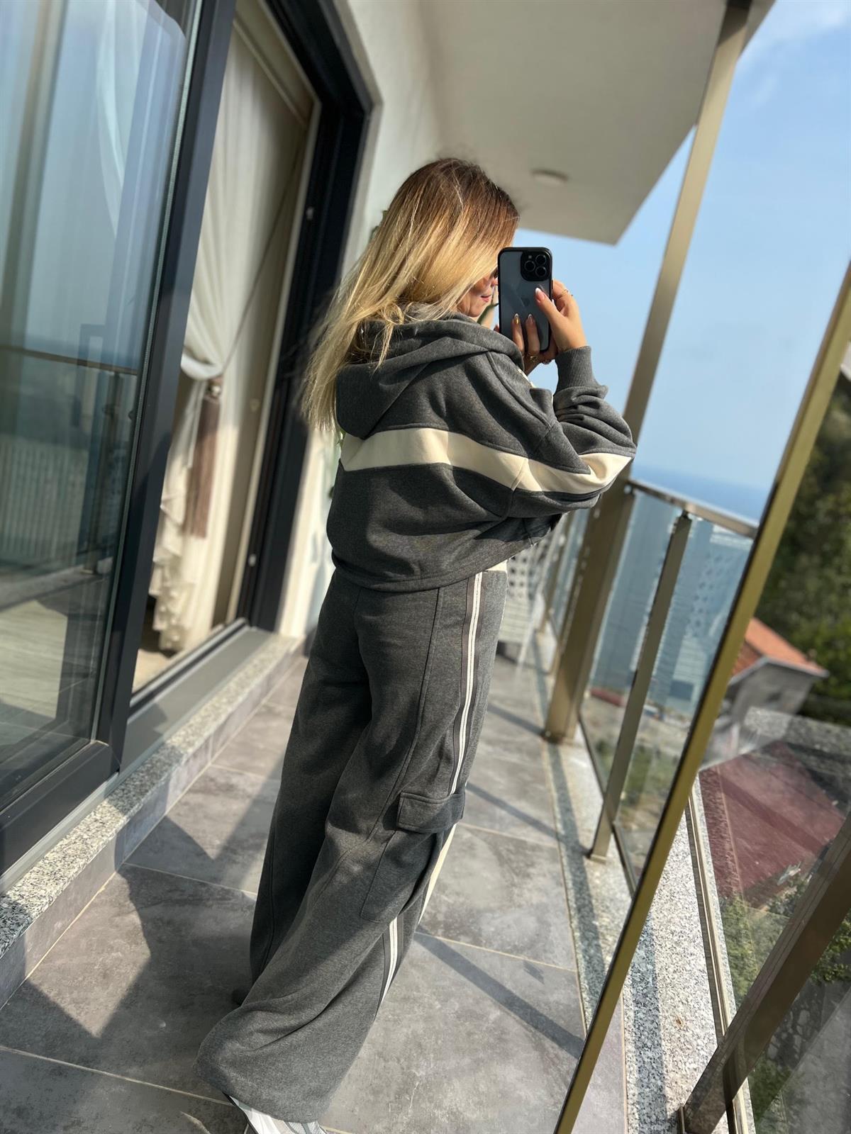 017 Fermuarlı Sweat Tasarım Takım ANTRESİT