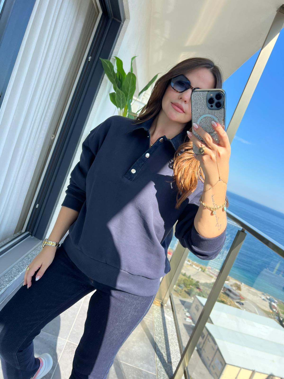 0178 Garnili Sweat LACİVERT