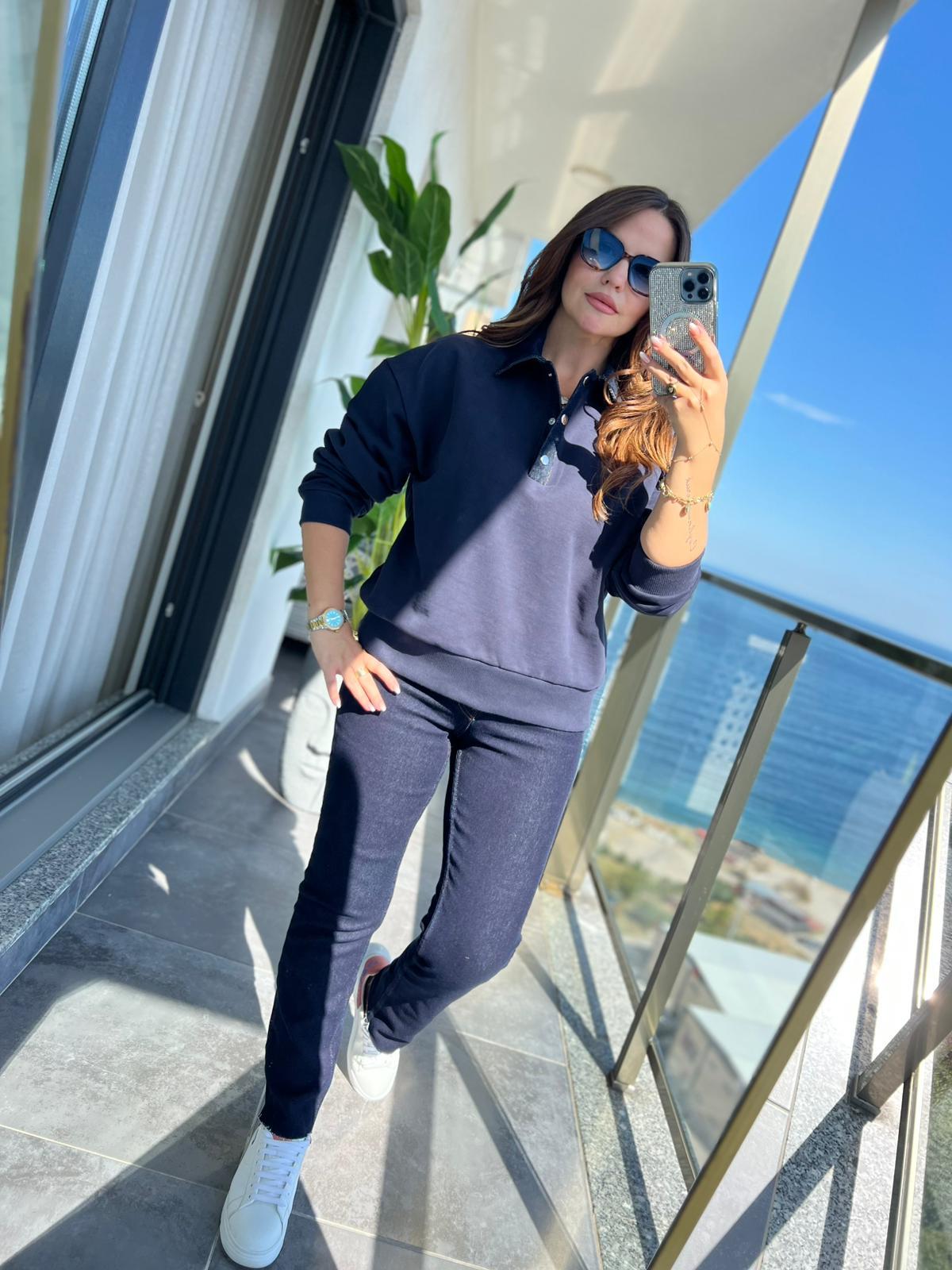 0178 Garnili Sweat LACİVERT