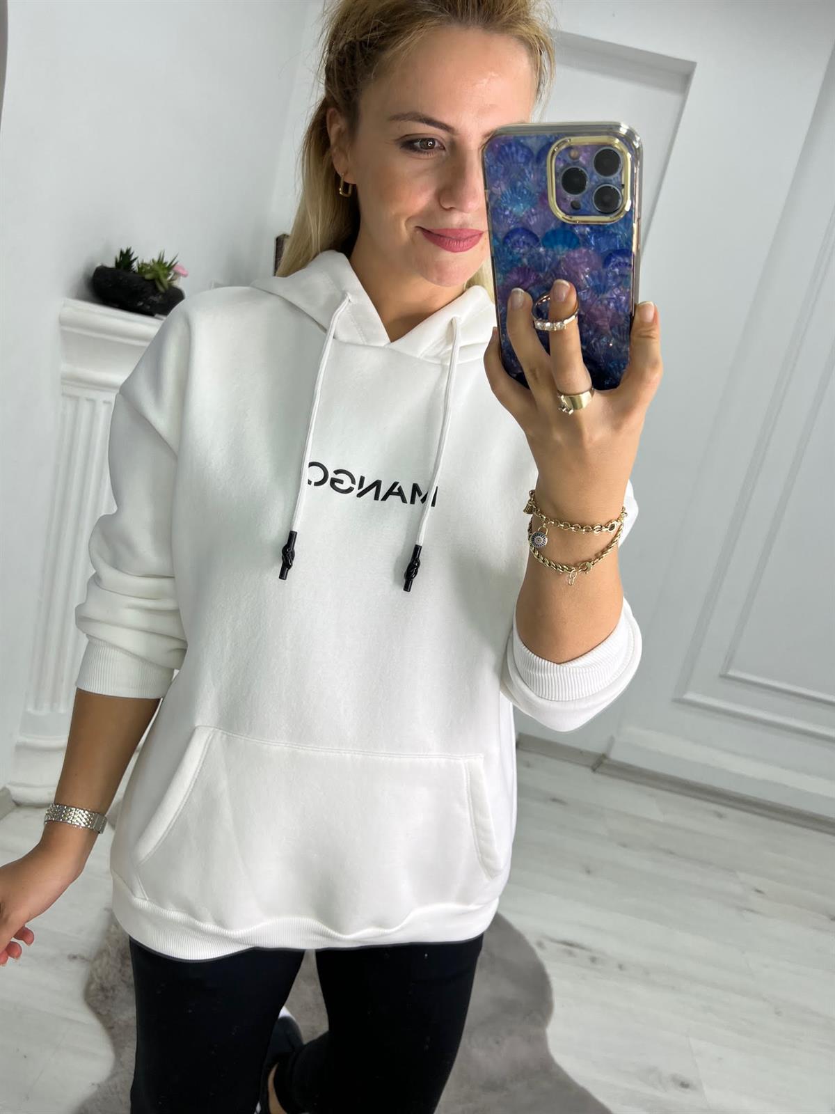 02 Kapüşonlu Sweat BEYAZ
