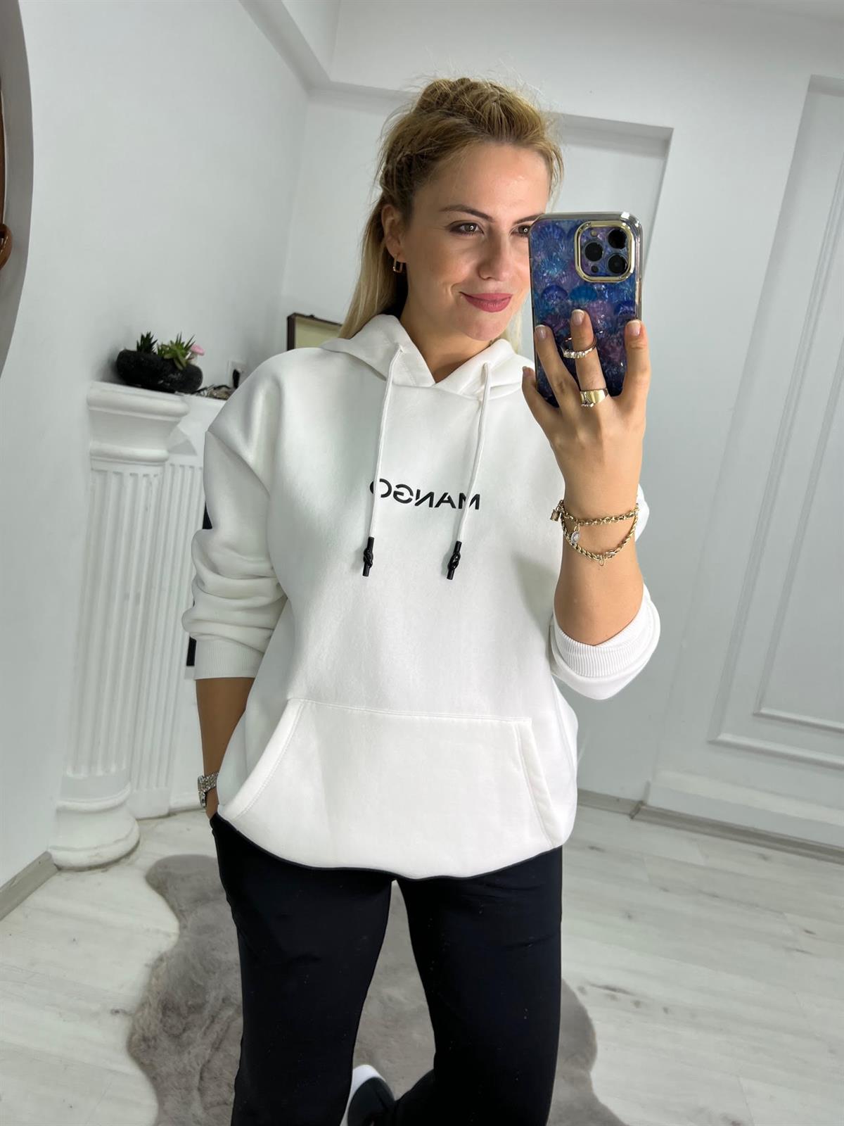 02 Kapüşonlu Sweat BEYAZ