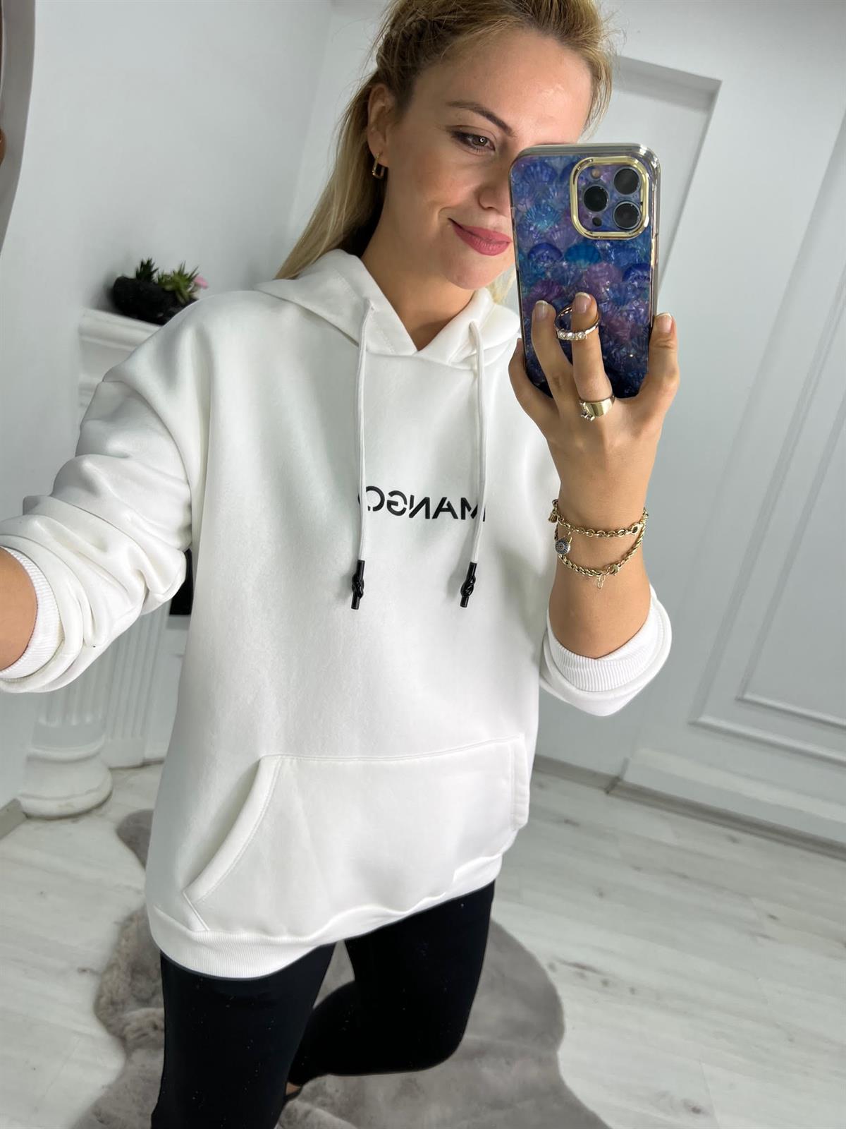 02 Kapüşonlu Sweat BEYAZ