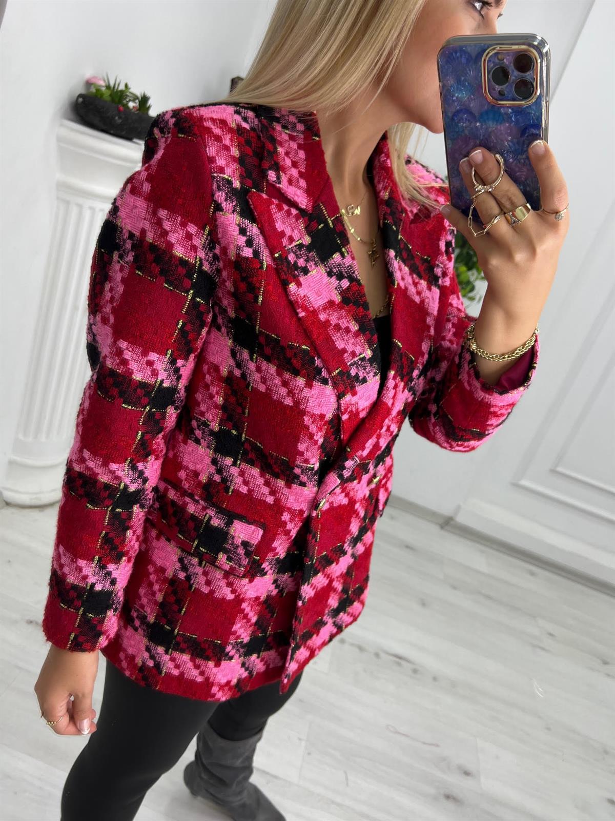 02018 Blazer Oversize Ceket KIRMIZI