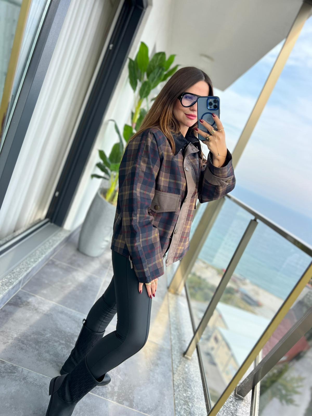 0209 Kadife Yakalı Ceket VİZON