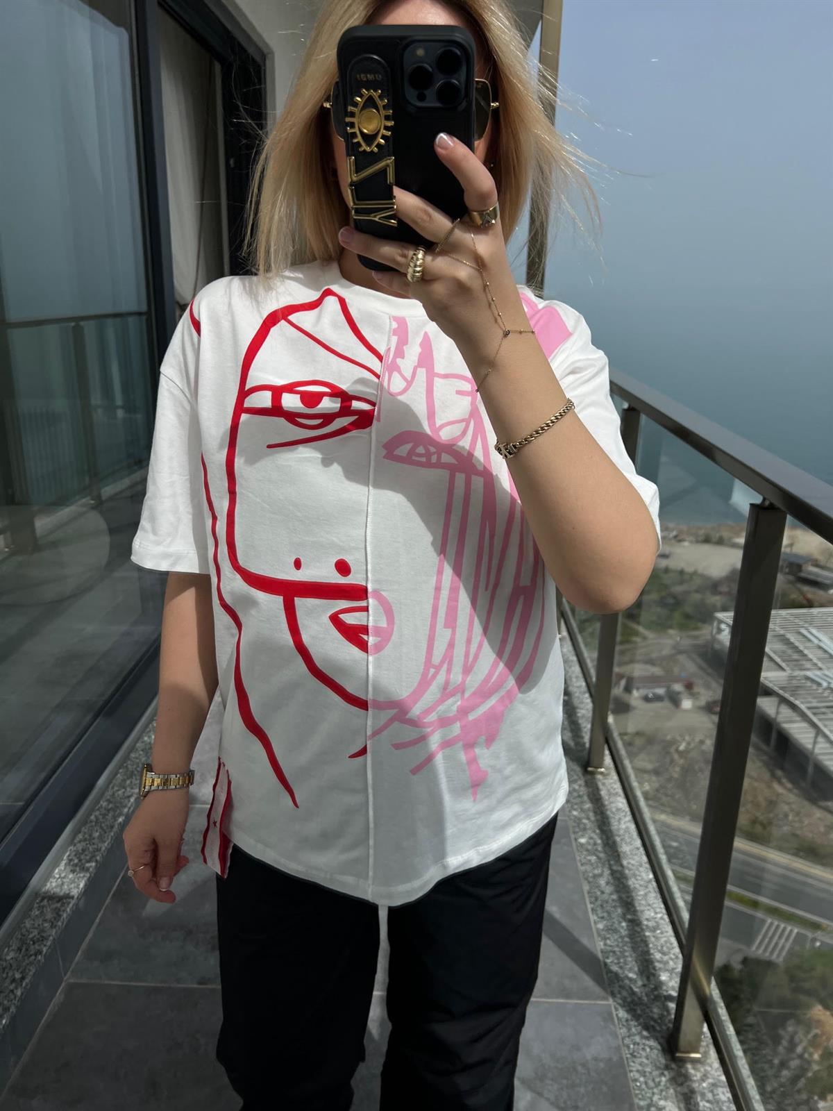 0229 Etiketli Baskılı Tshirt BEYAZ