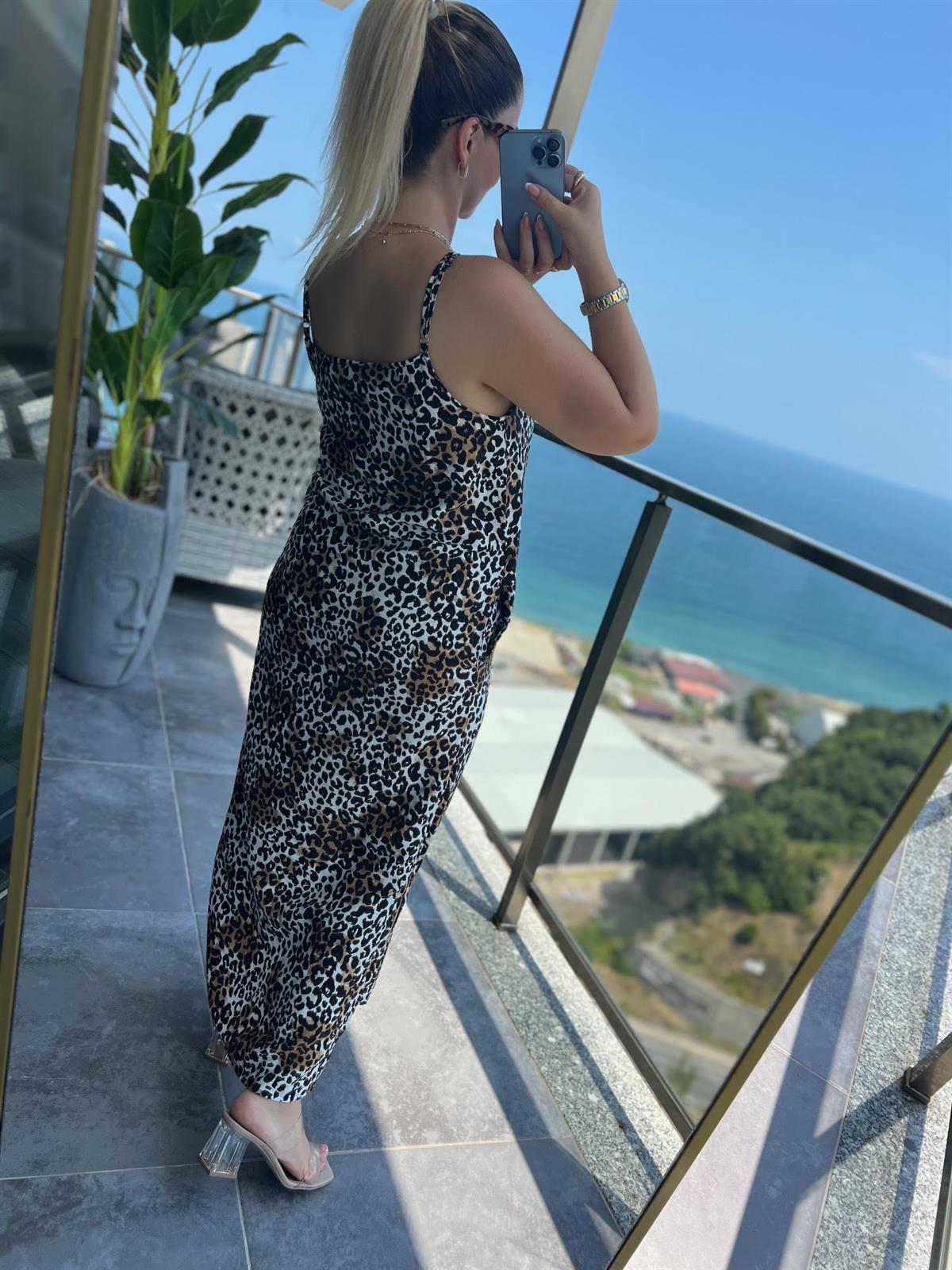 023 İp Askılı Elbise LEOPAR