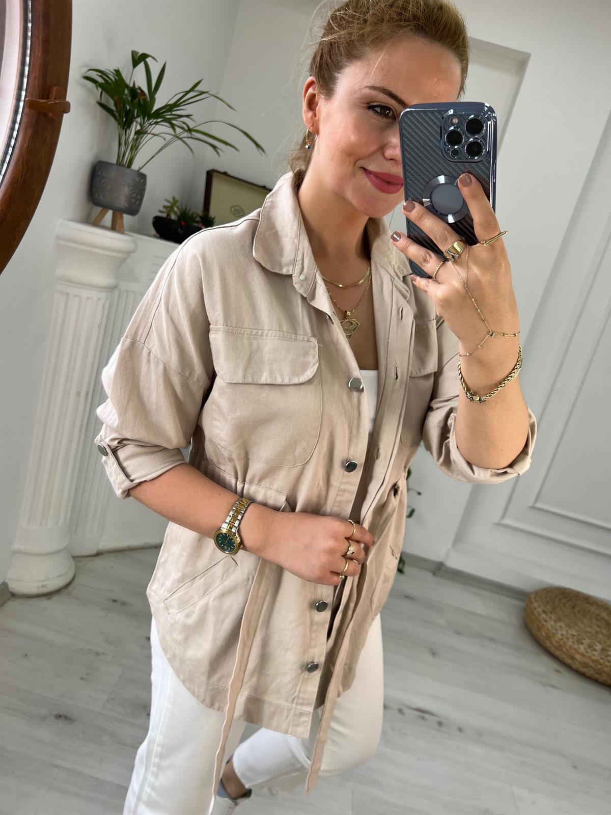 0259 Gabardin Ceket BEJ