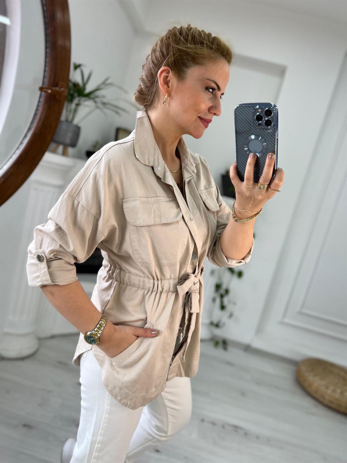0259 Gabardin Ceket BEJ