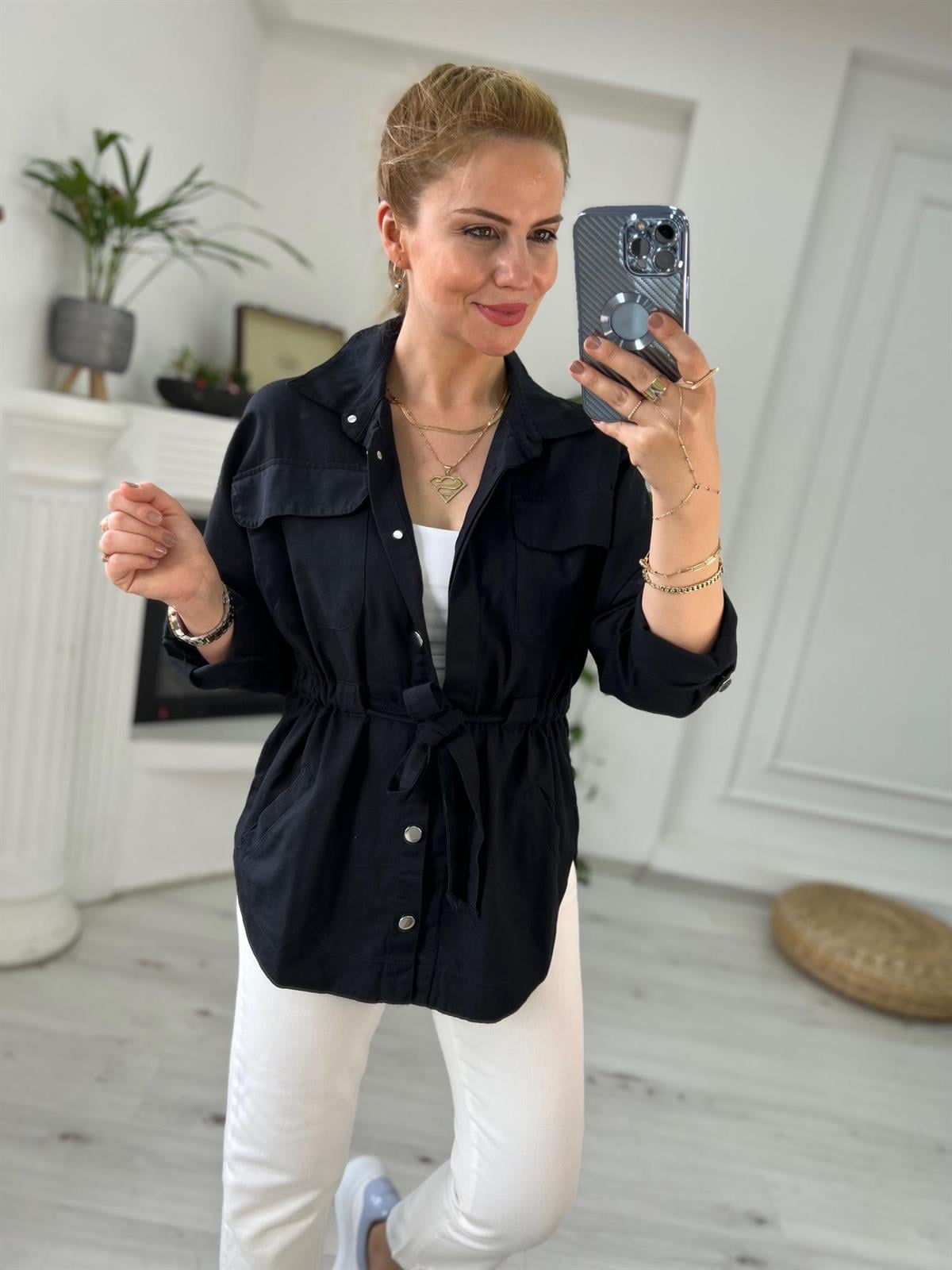 0259 Gabardin Ceket SİYAH