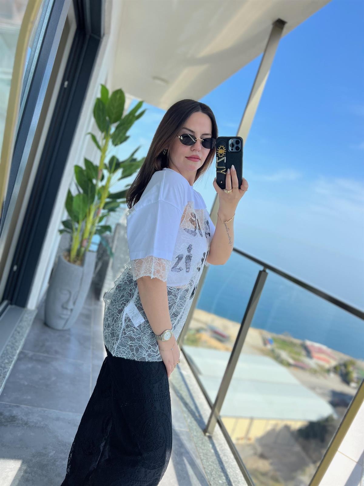 0298 Dantel Tshirt BEYAZ