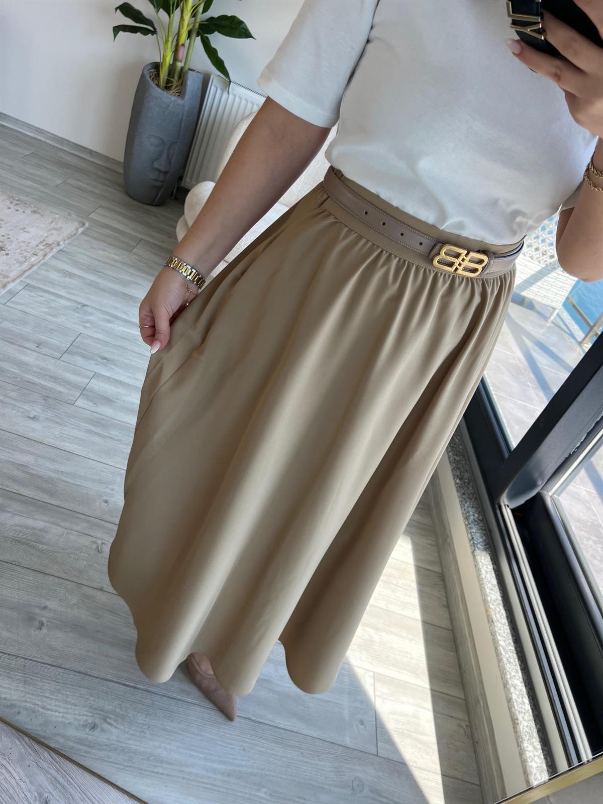 0319 Volanlı Etek BEJ