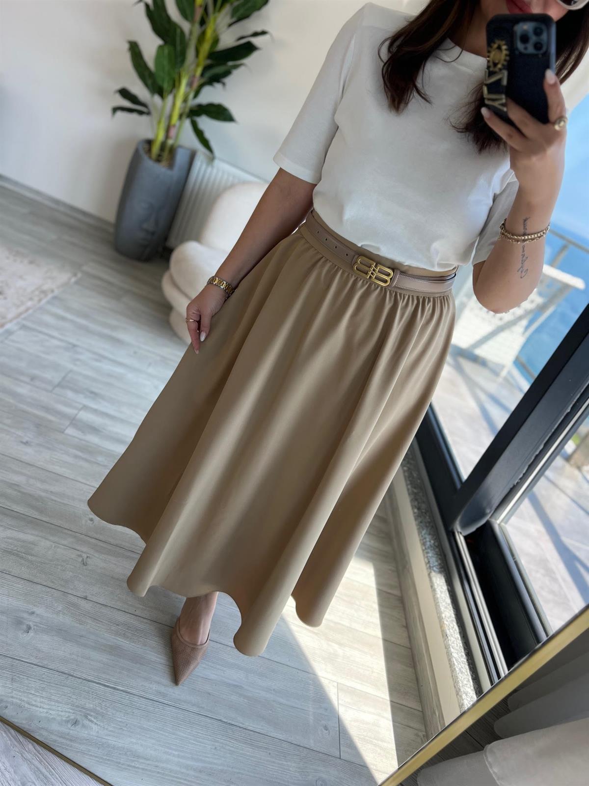 0319 Volanlı Etek BEJ