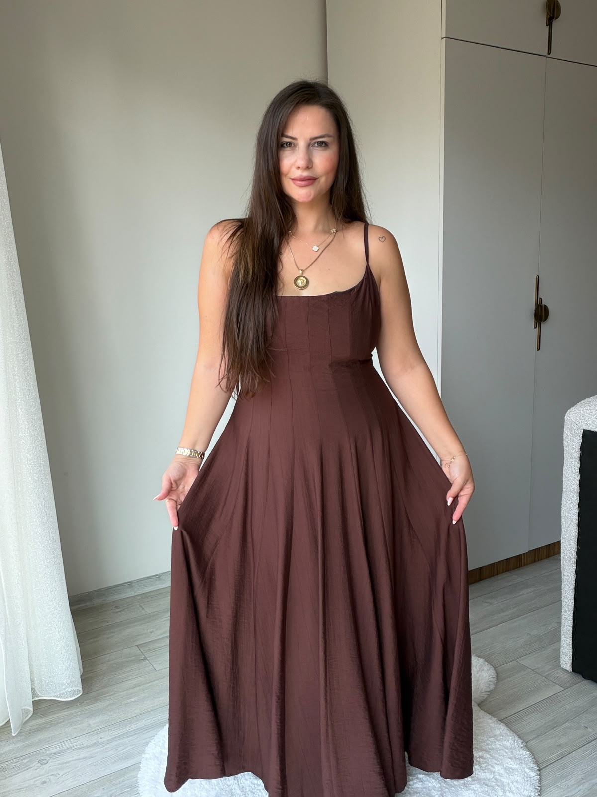 040 Elbise KAHVE