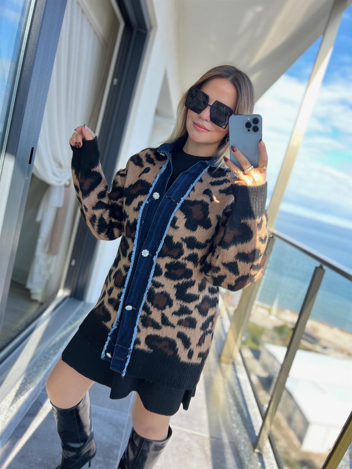 045  KoT Geçişli Leopar Hırka LEOPAR