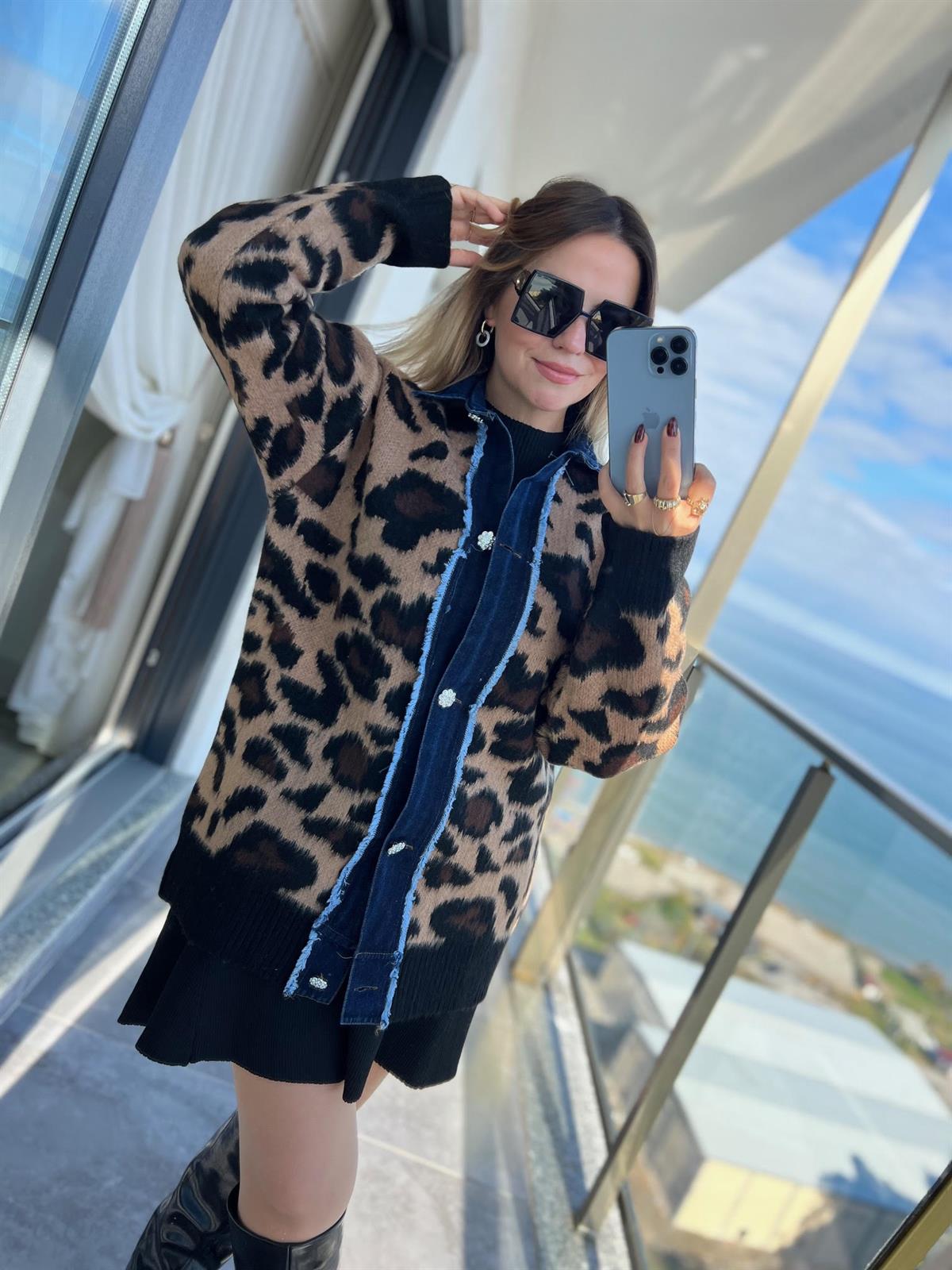 045  KoT Geçişli Leopar Hırka LEOPAR