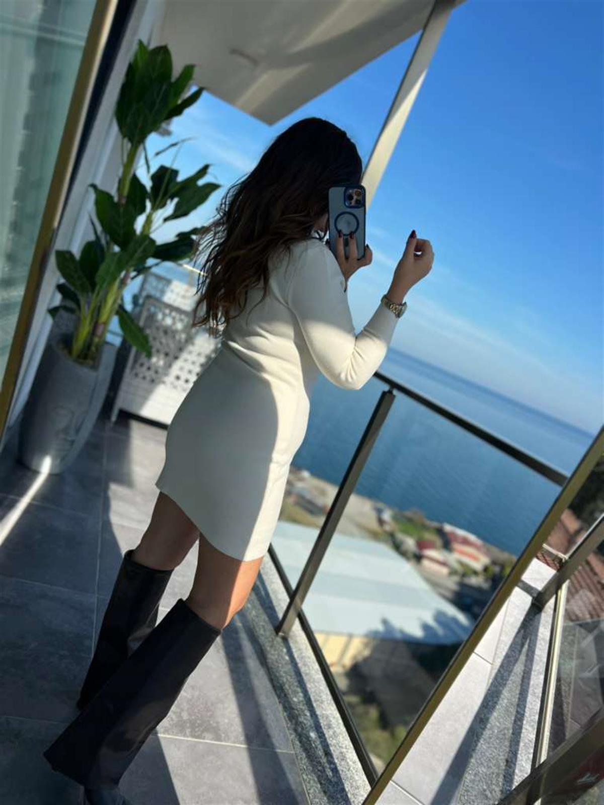 0511 Flarlı Elbise VANİLYA