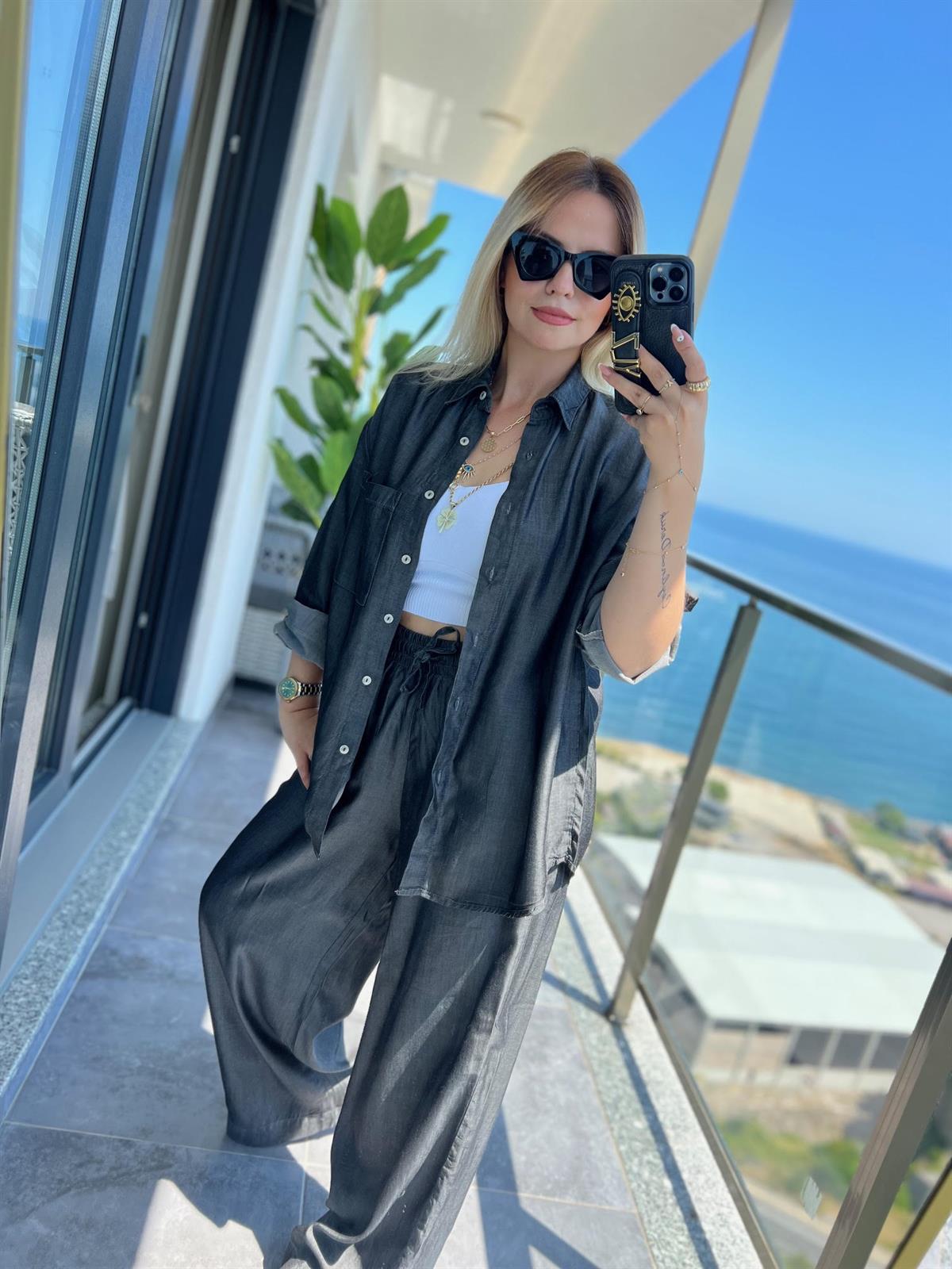 0528 Denim Gömlek Pantolon Takım ANTRESİT