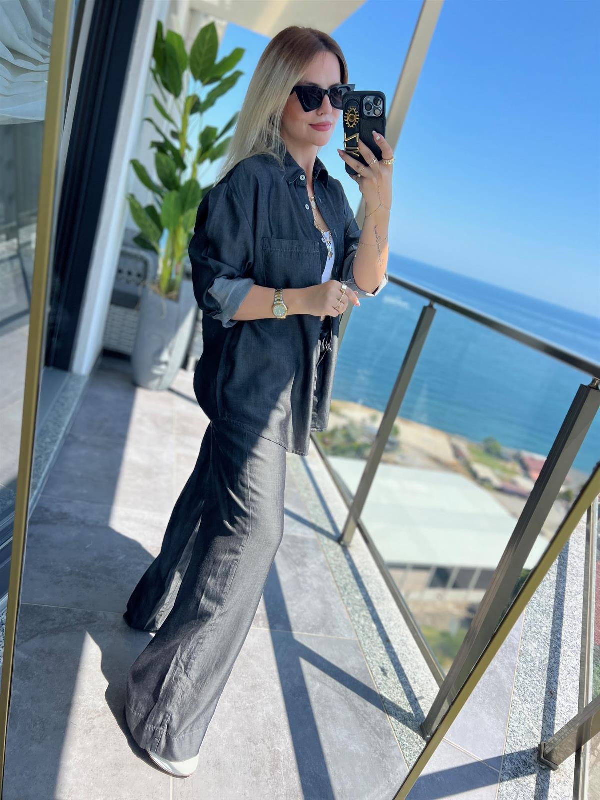 0528 Denim Gömlek Pantolon Takım ANTRESİT