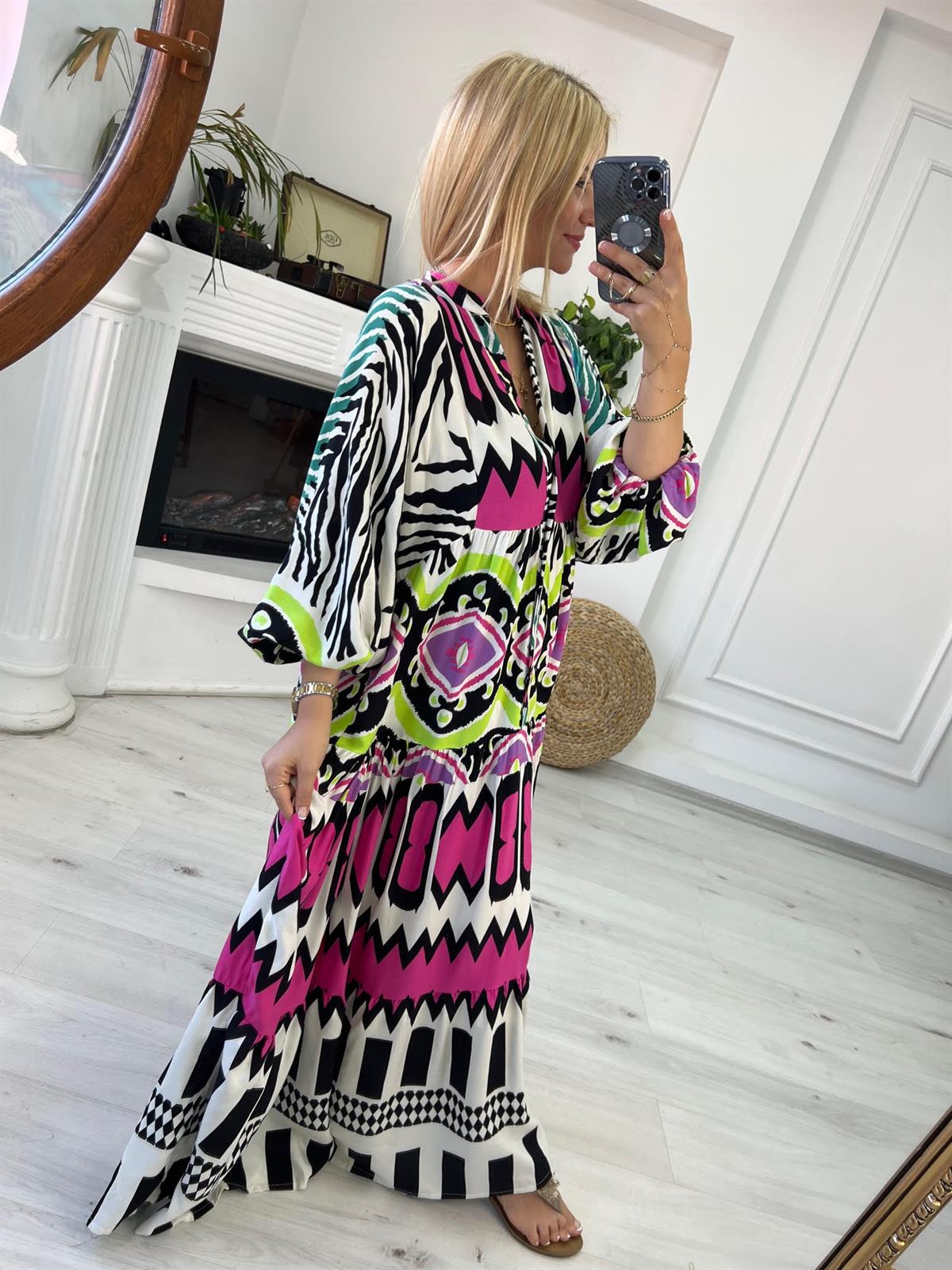 056 Katleya Model Elbise DESENLİ