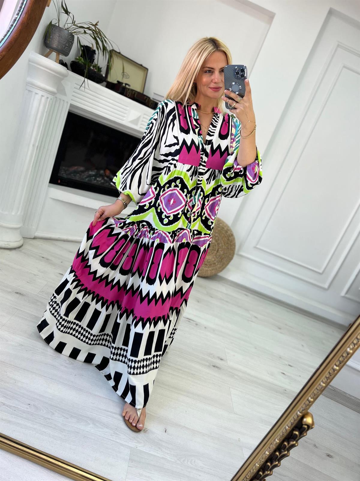 056 Katleya Model Elbise DESENLİ