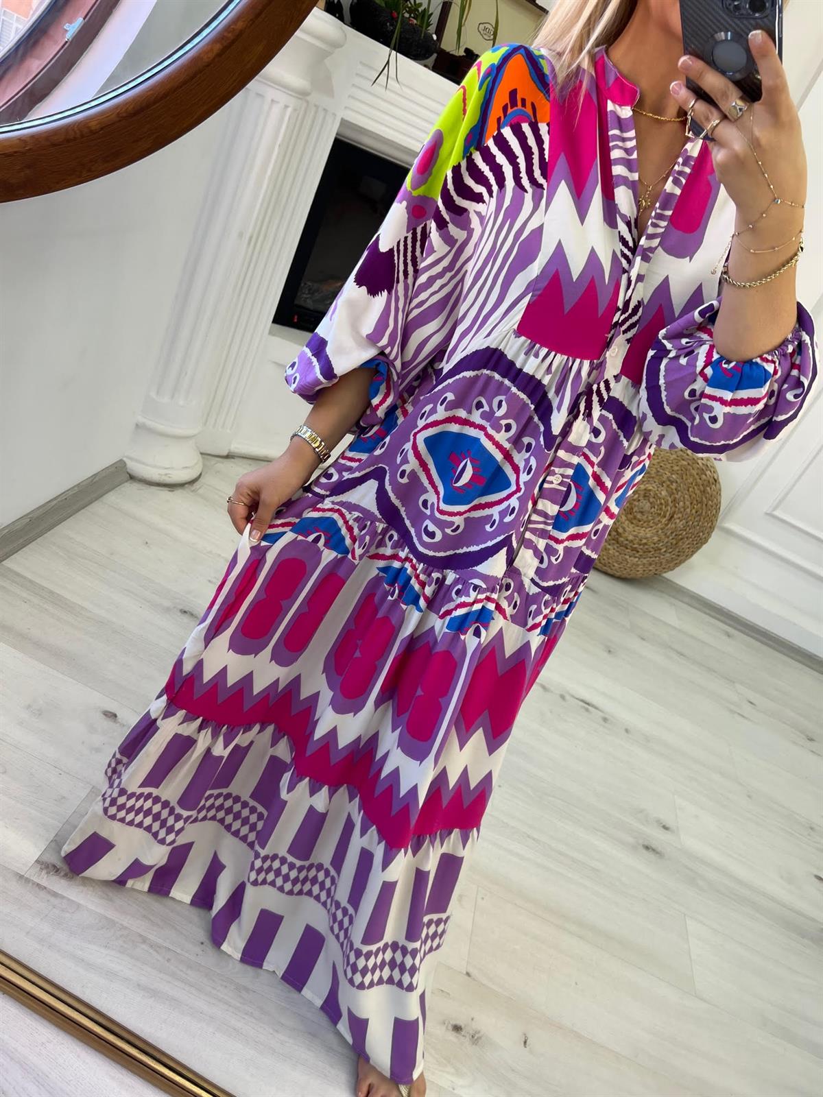 056 Katleya Model Elbise LİLA