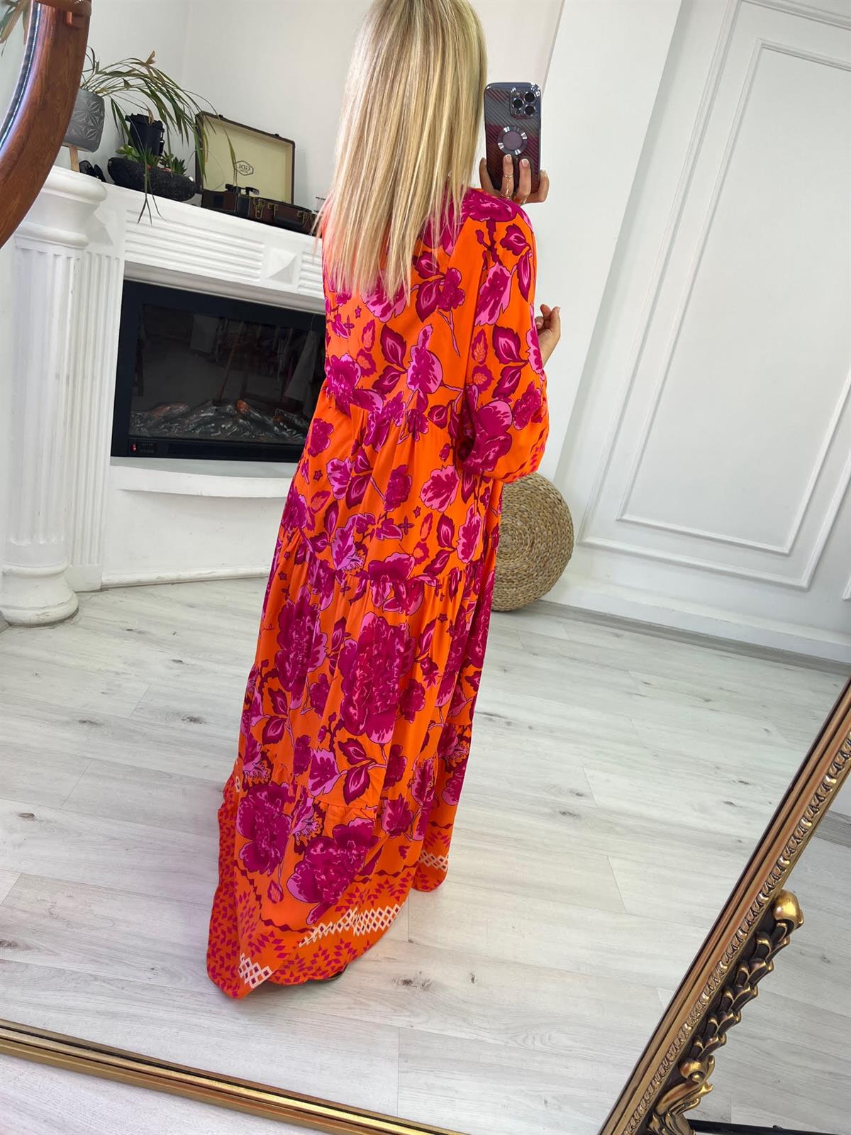 056 Katleya Model Elbise TURUNCU