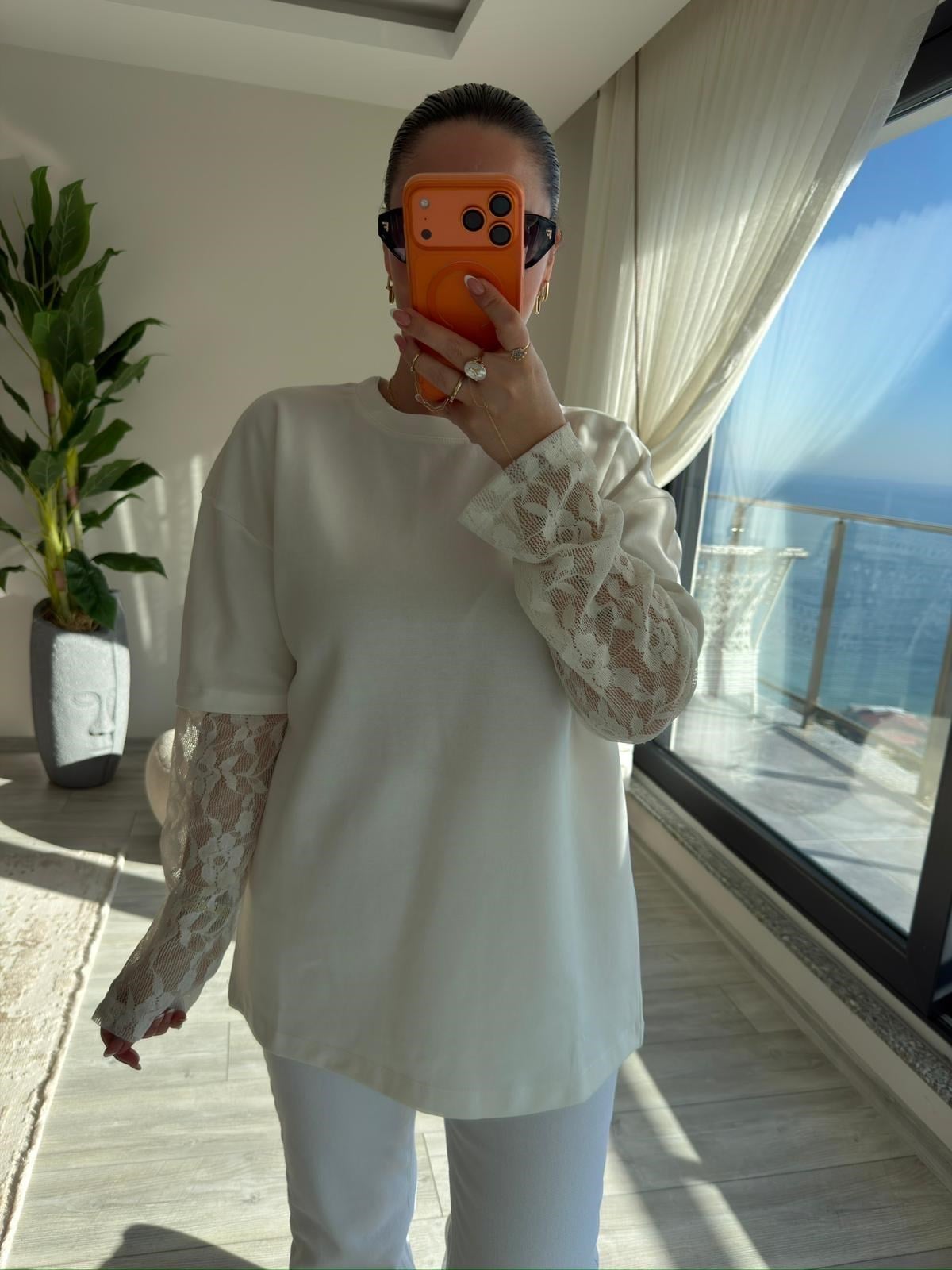 0886 Kolu Dantelli Sweat EKRU