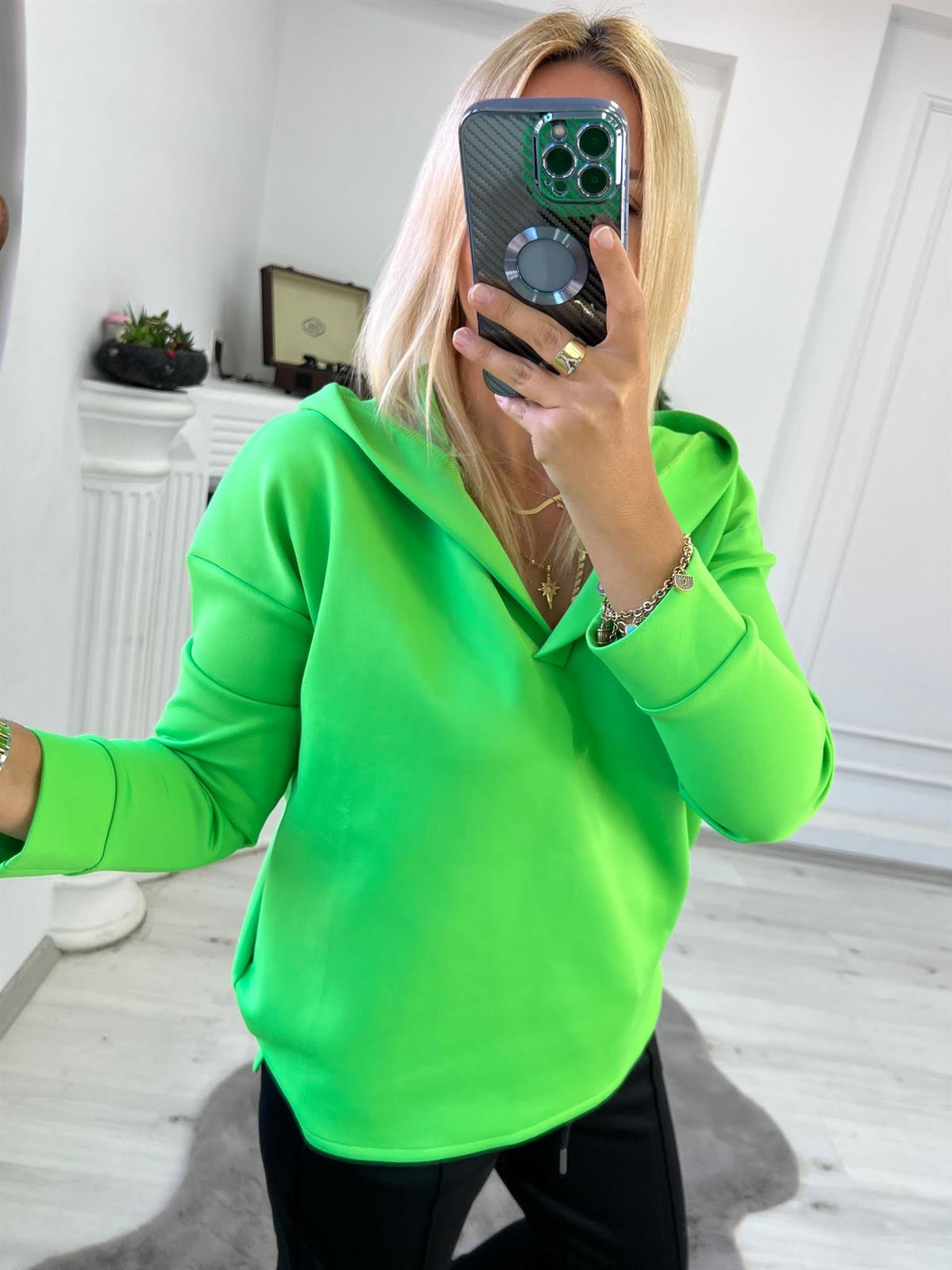 1001 Kapşonlu Skuba Sweatshirt YEŞİL