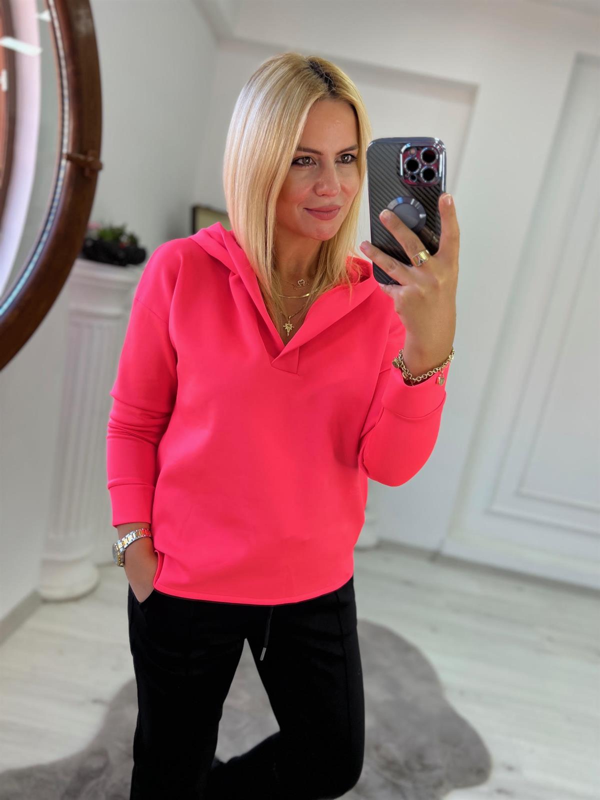 1001 Kapşonlu Skuba Sweatshirt NEON PEMBE