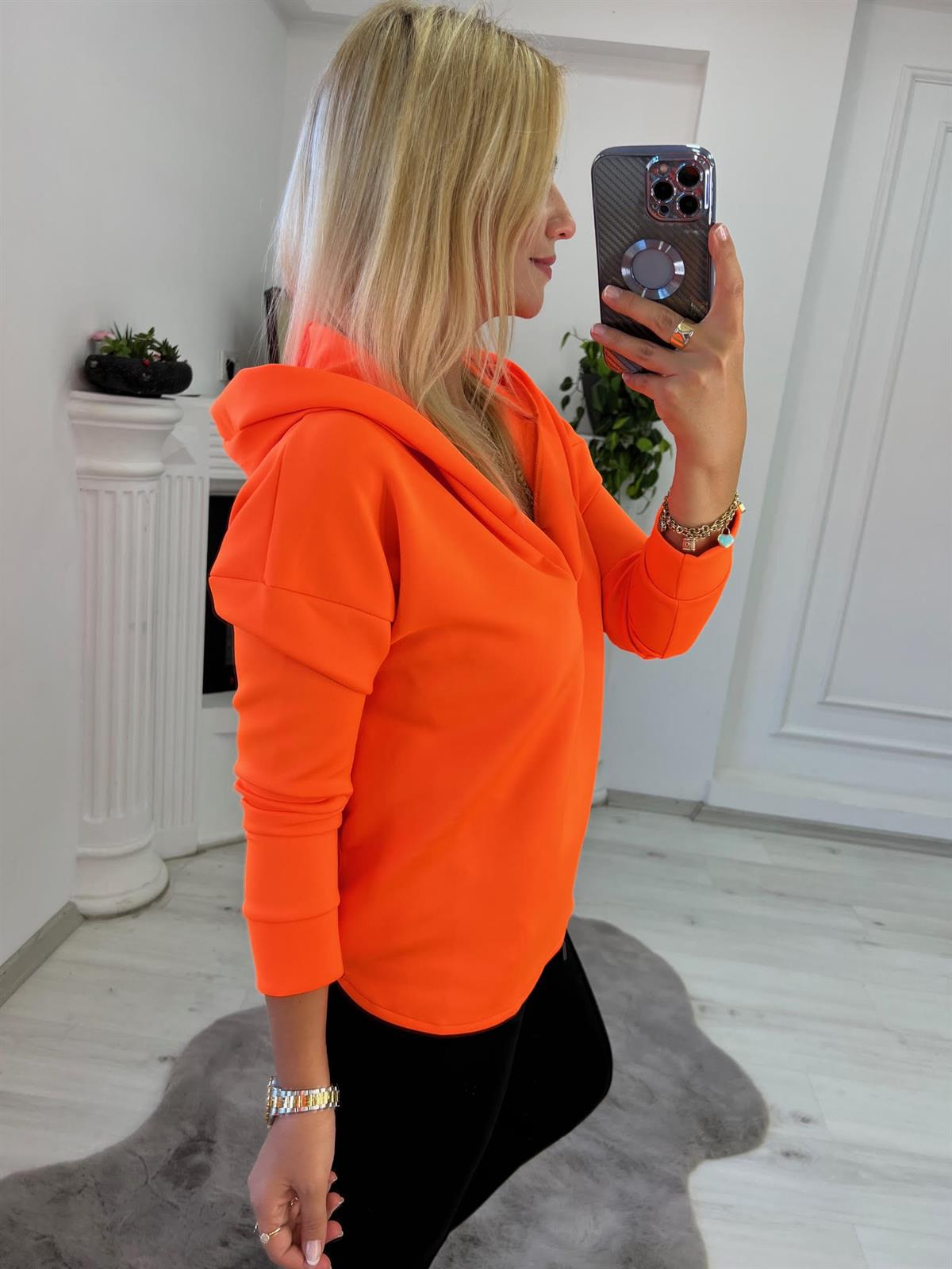 1001 Kapşonlu Skuba Sweatshirt NEON TURUNCU