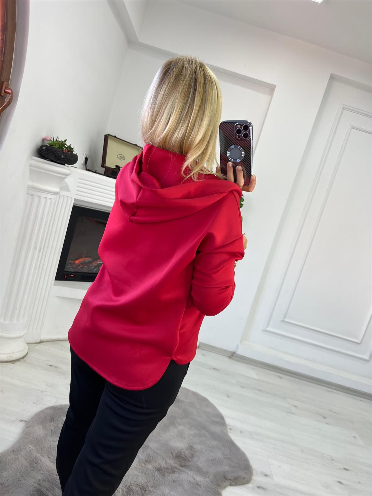 1001 Kapşonlu Skuba Sweatshirt KIRMIZI