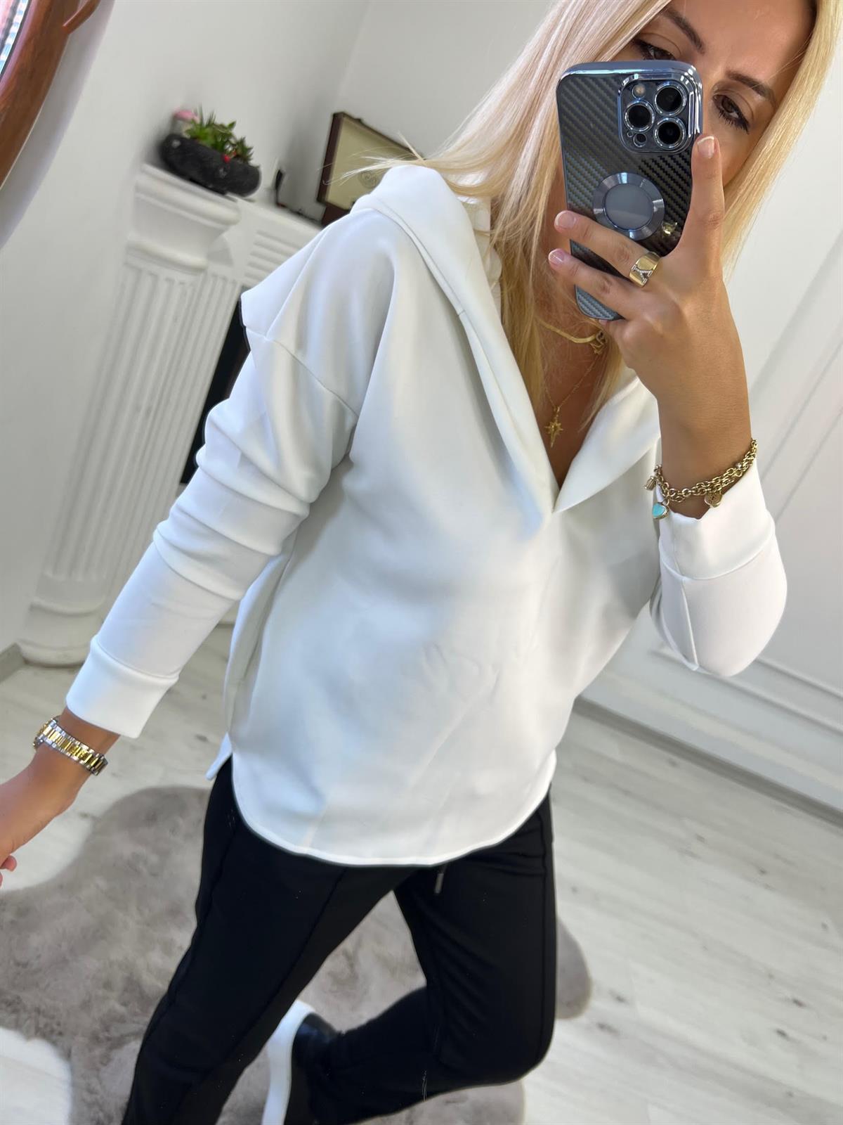 1001 Kapşonlu Skuba Sweatshirt BEYAZ