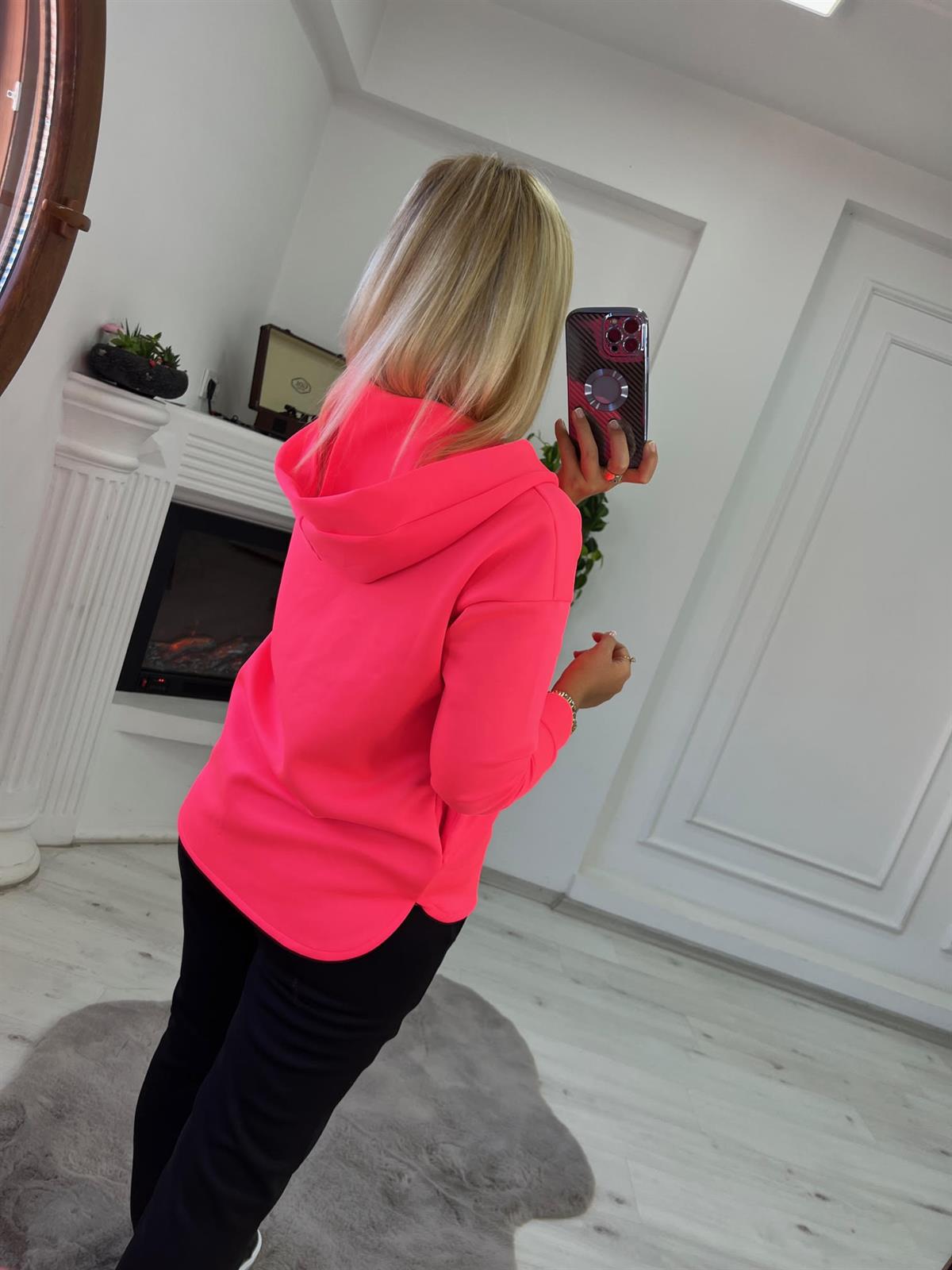 1001 Kapşonlu Skuba Sweatshirt NEON PEMBE