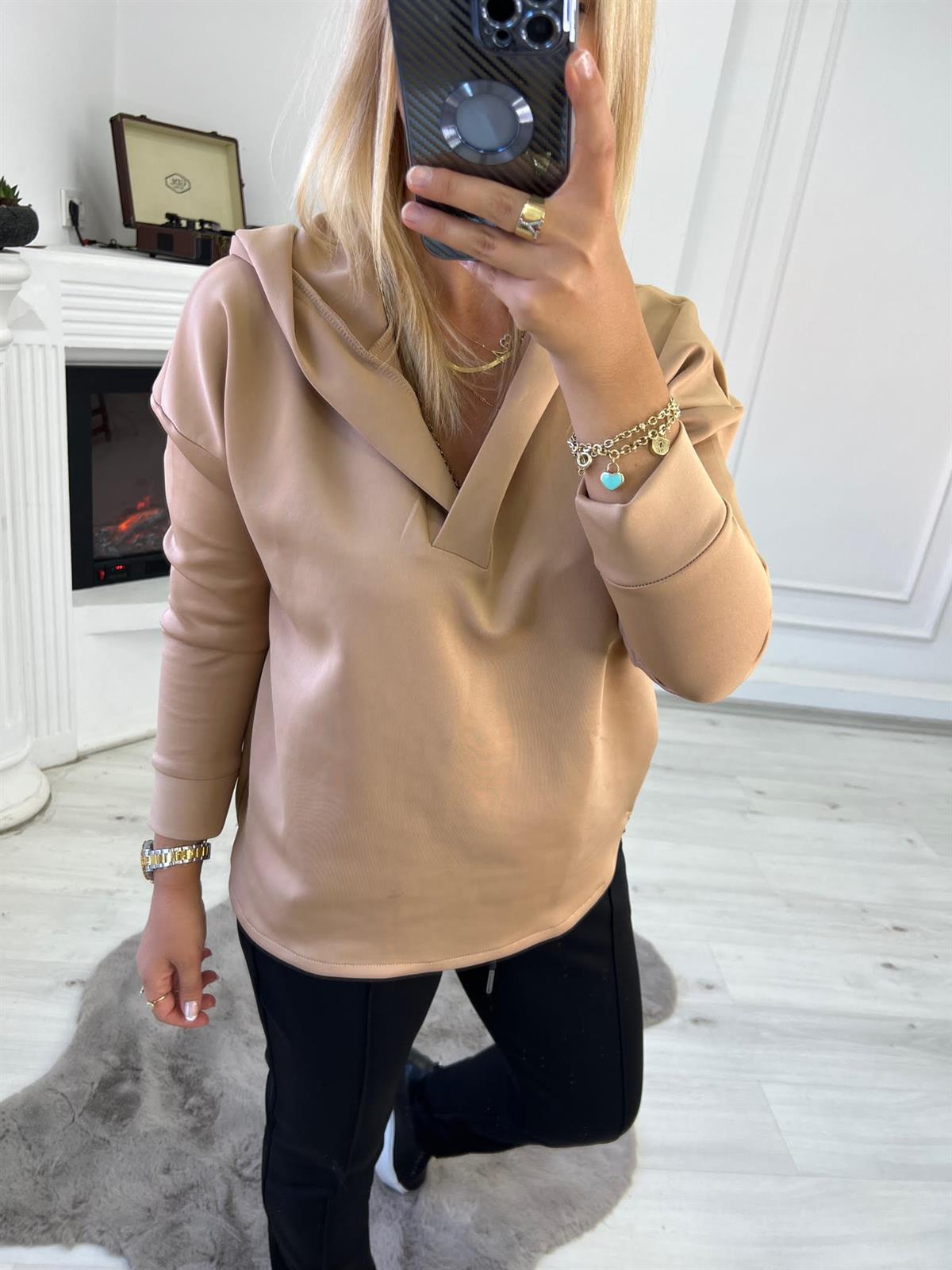 1001 Kapşonlu Skuba Sweatshirt VİZON
