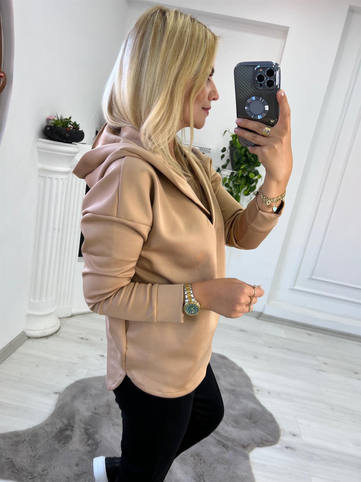 1001 Kapşonlu Skuba Sweatshirt VİZON