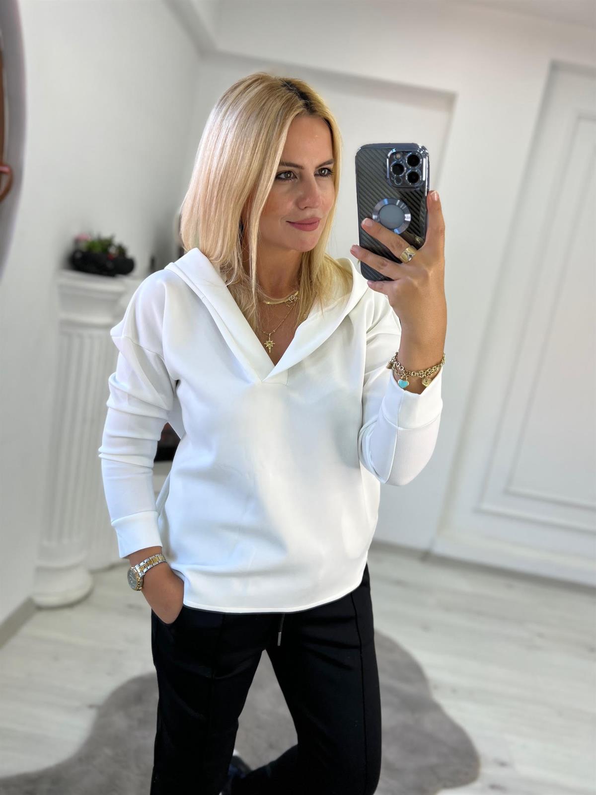 1001 Kapşonlu Skuba Sweatshirt BEYAZ