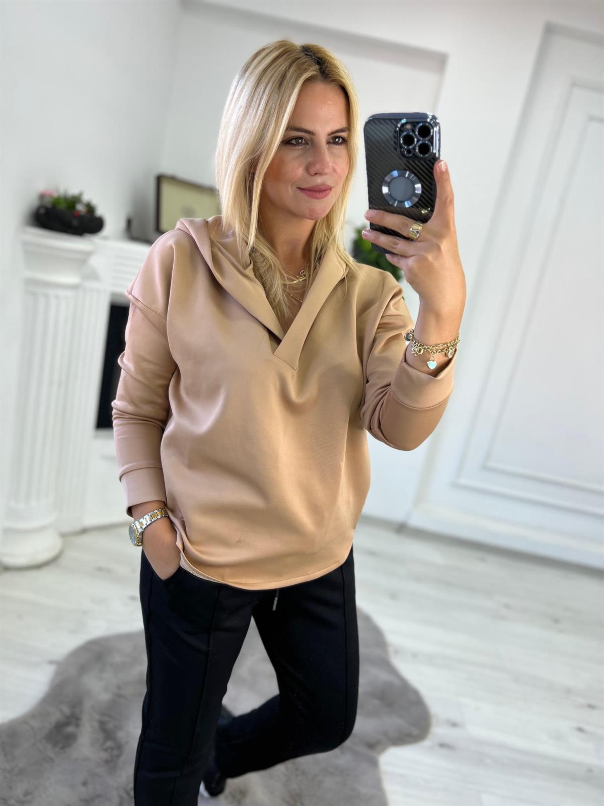 1001 Kapşonlu Skuba Sweatshirt VİZON