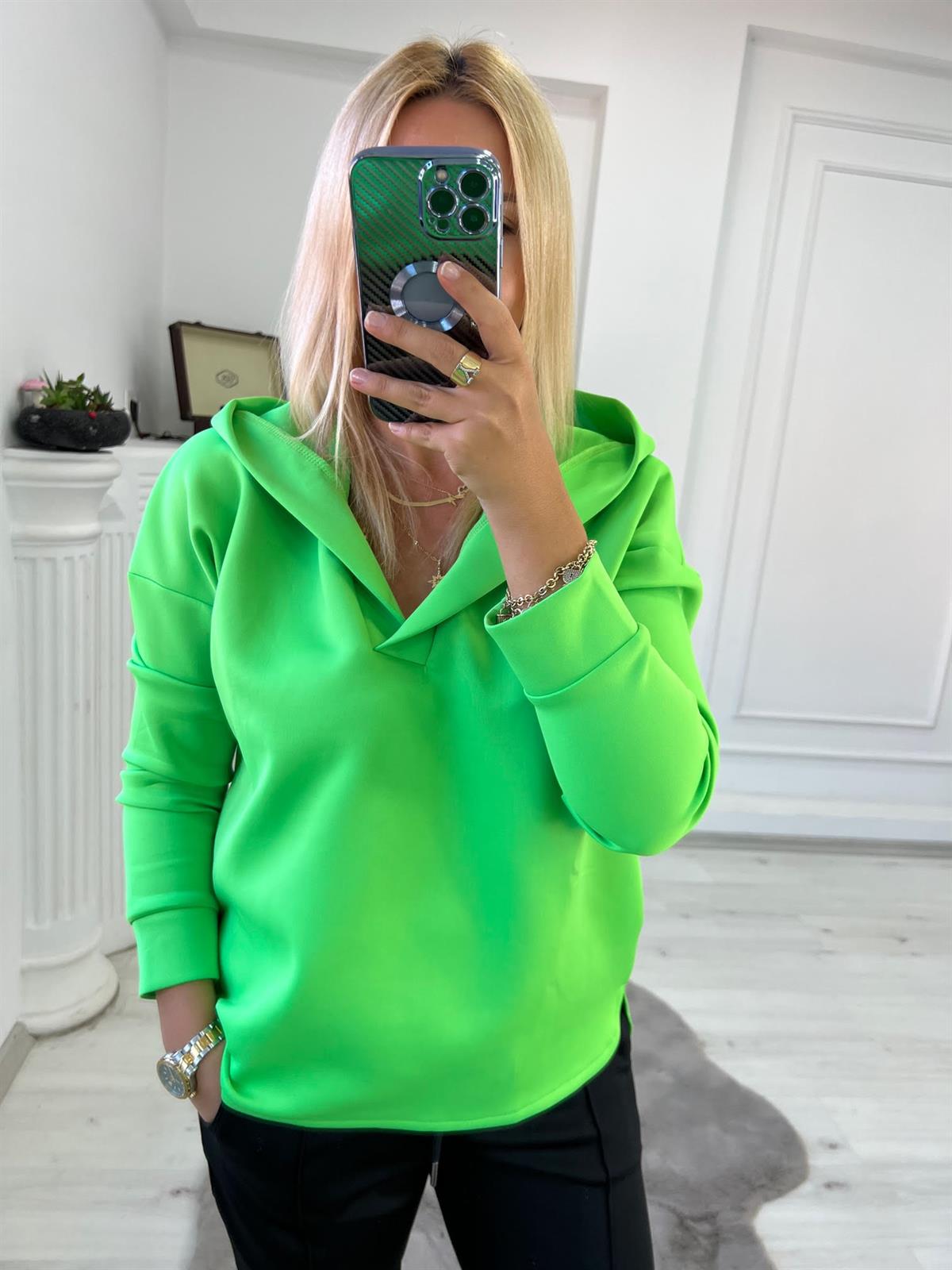 1001 Kapşonlu Skuba Sweatshirt YEŞİL