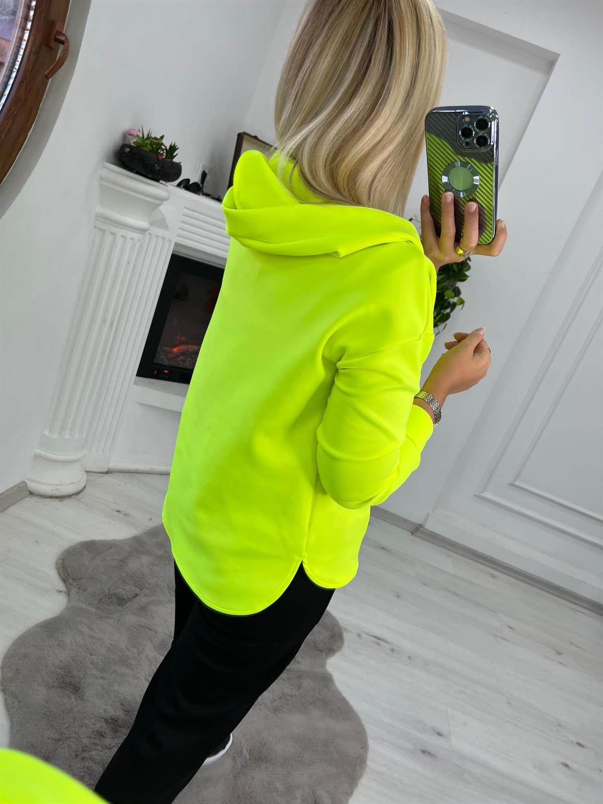 1001 Kapşonlu Skuba Sweatshirt NEON YEŞİL
