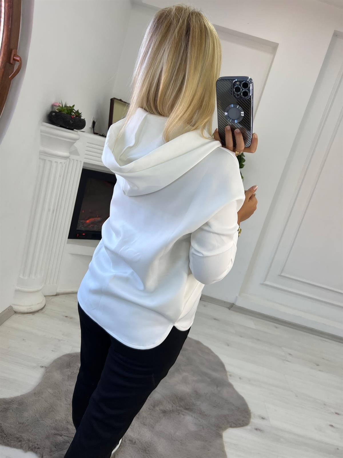 1001 Kapşonlu Skuba Sweatshirt BEYAZ