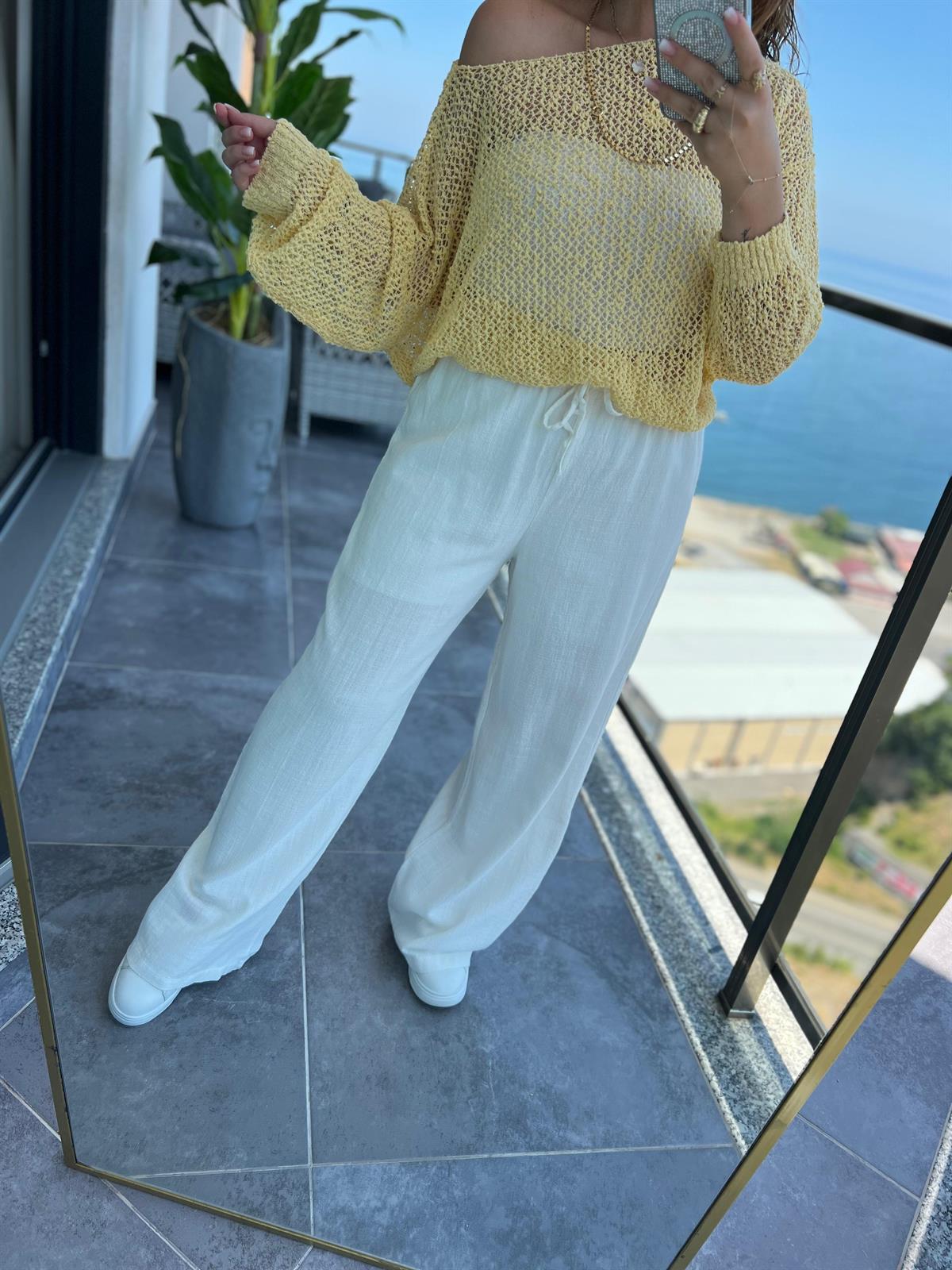 1005 Keten Pantalon EKRU