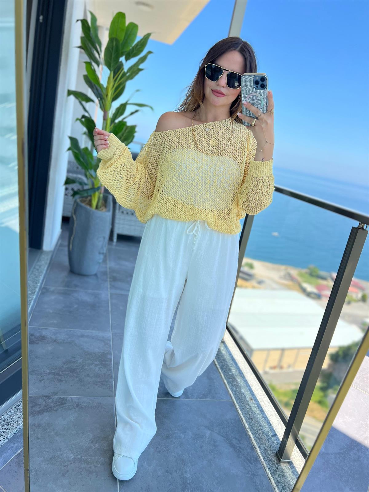 1005 Keten Pantalon EKRU