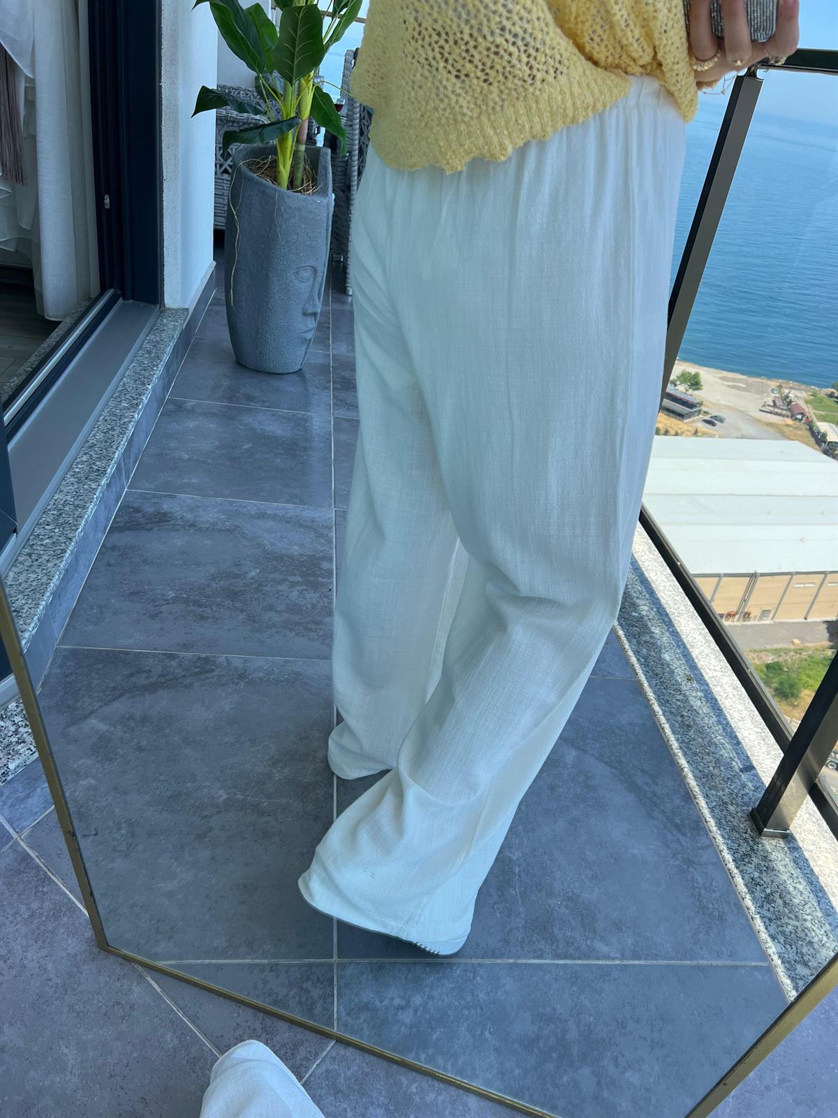 1005 Keten Pantalon EKRU